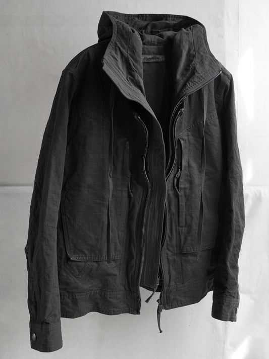 double front hood parka / ink