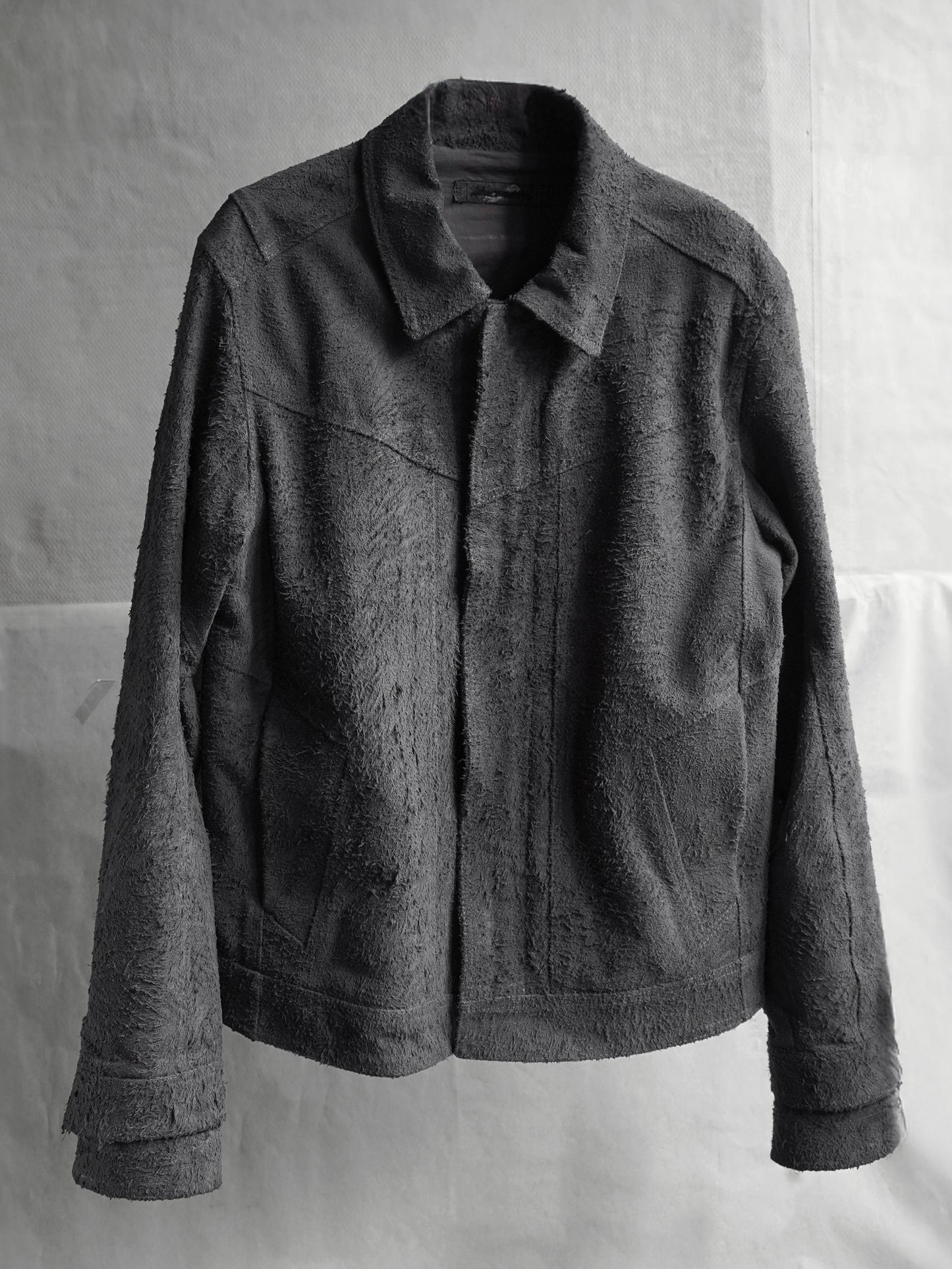 double sleeve leather blouson / grey