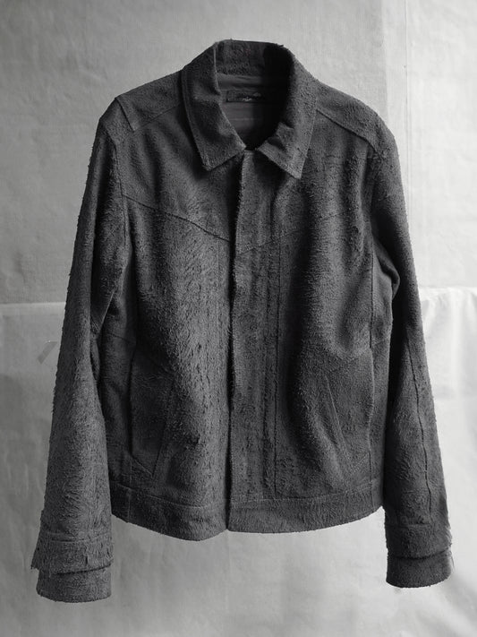 double sleeve leather blouson / grey