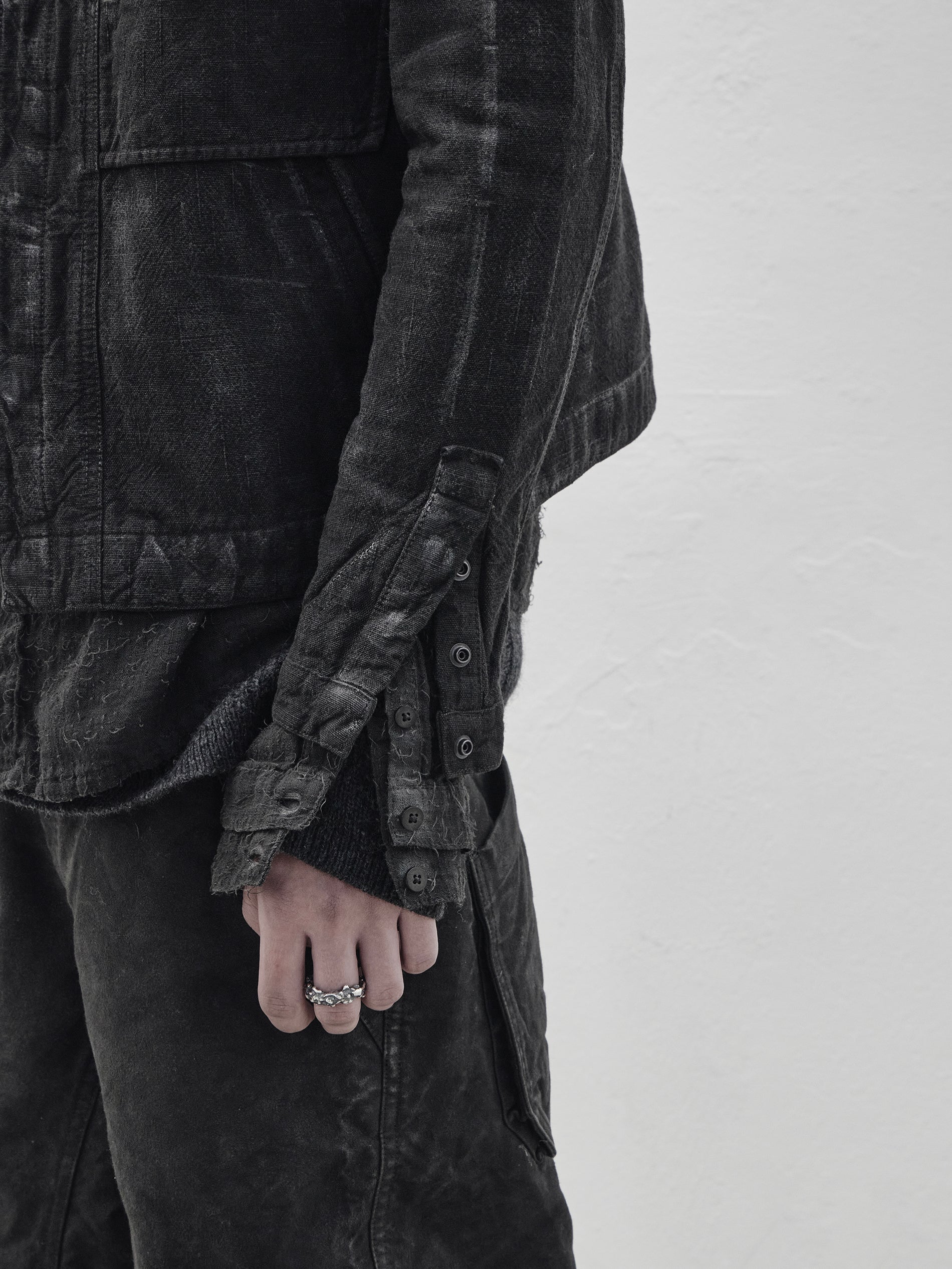collarless jacket / slab grey