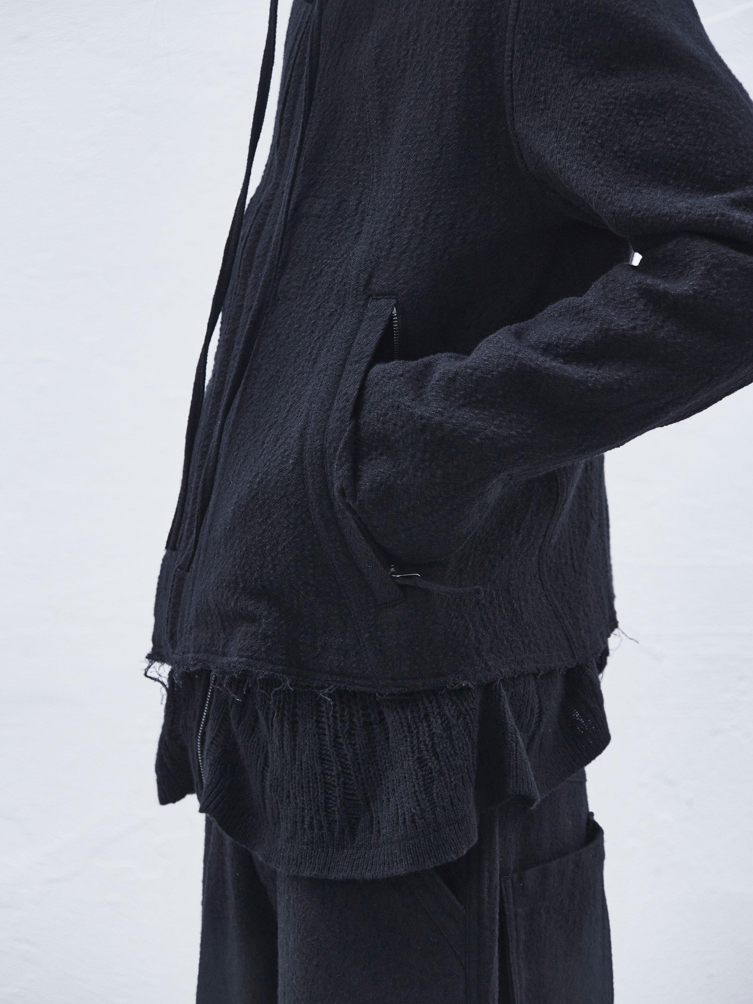 hooded jacket / black (wool)
