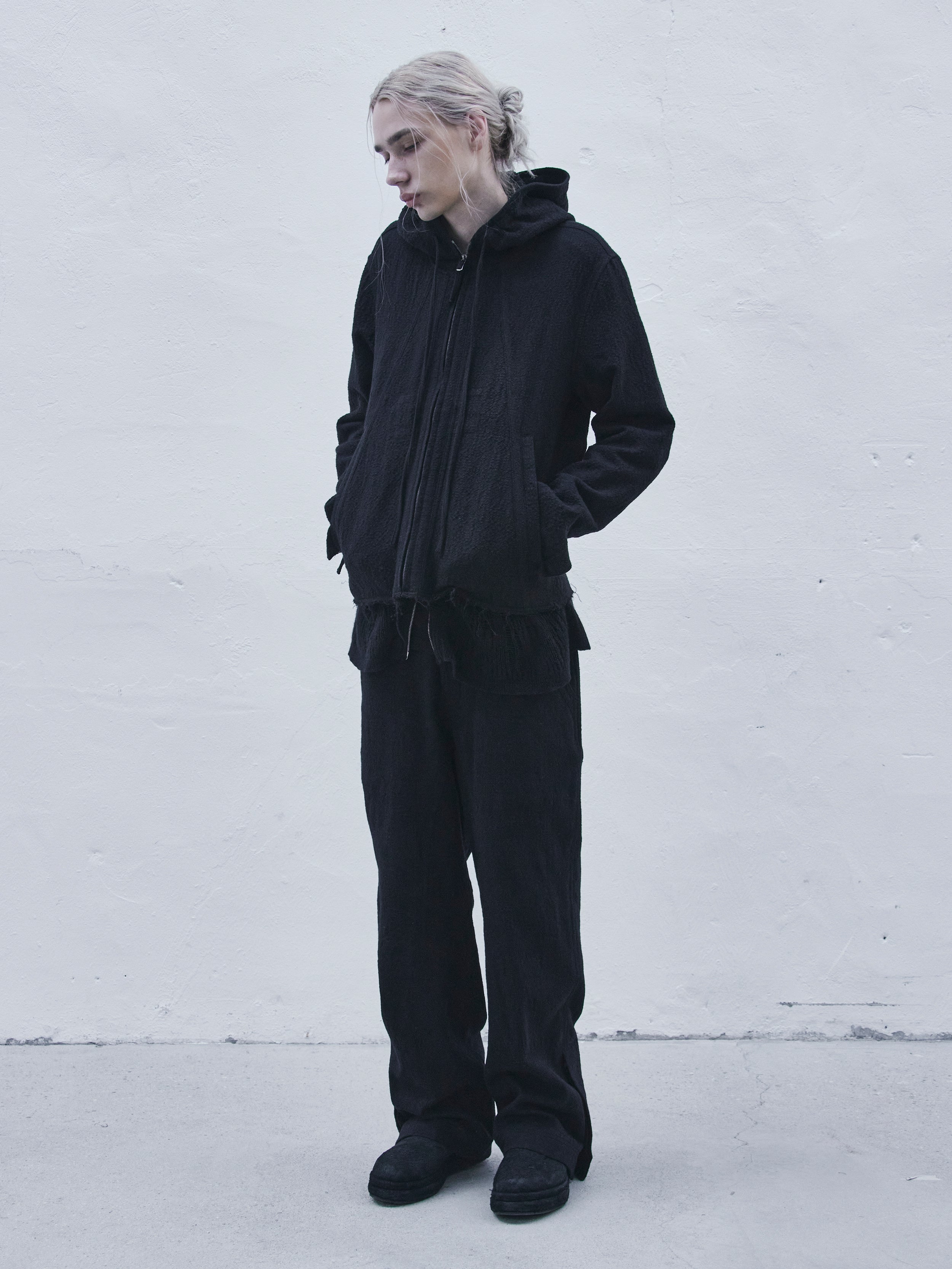 hooded jacket / black (wool)
