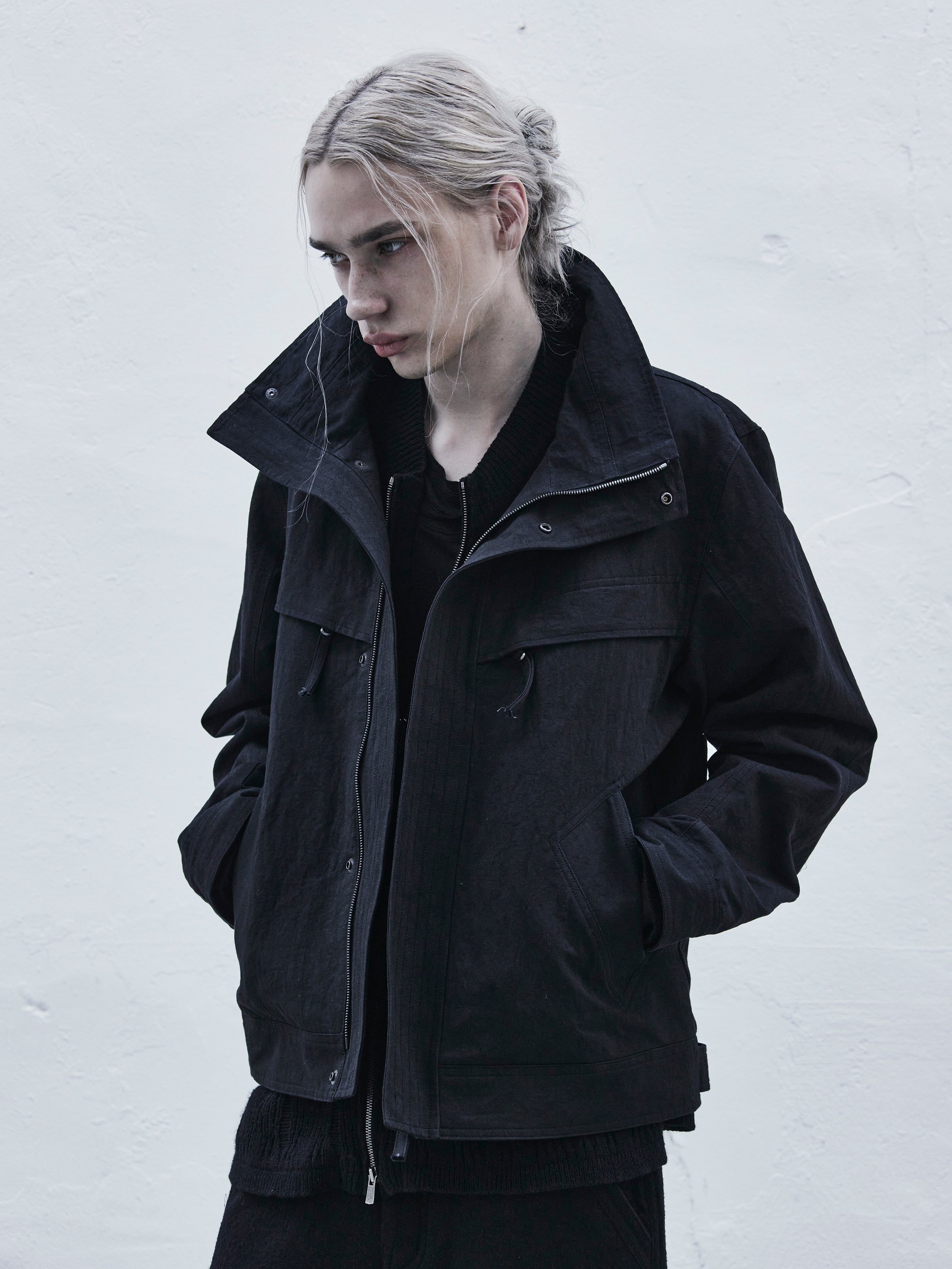 highneck jacket / black