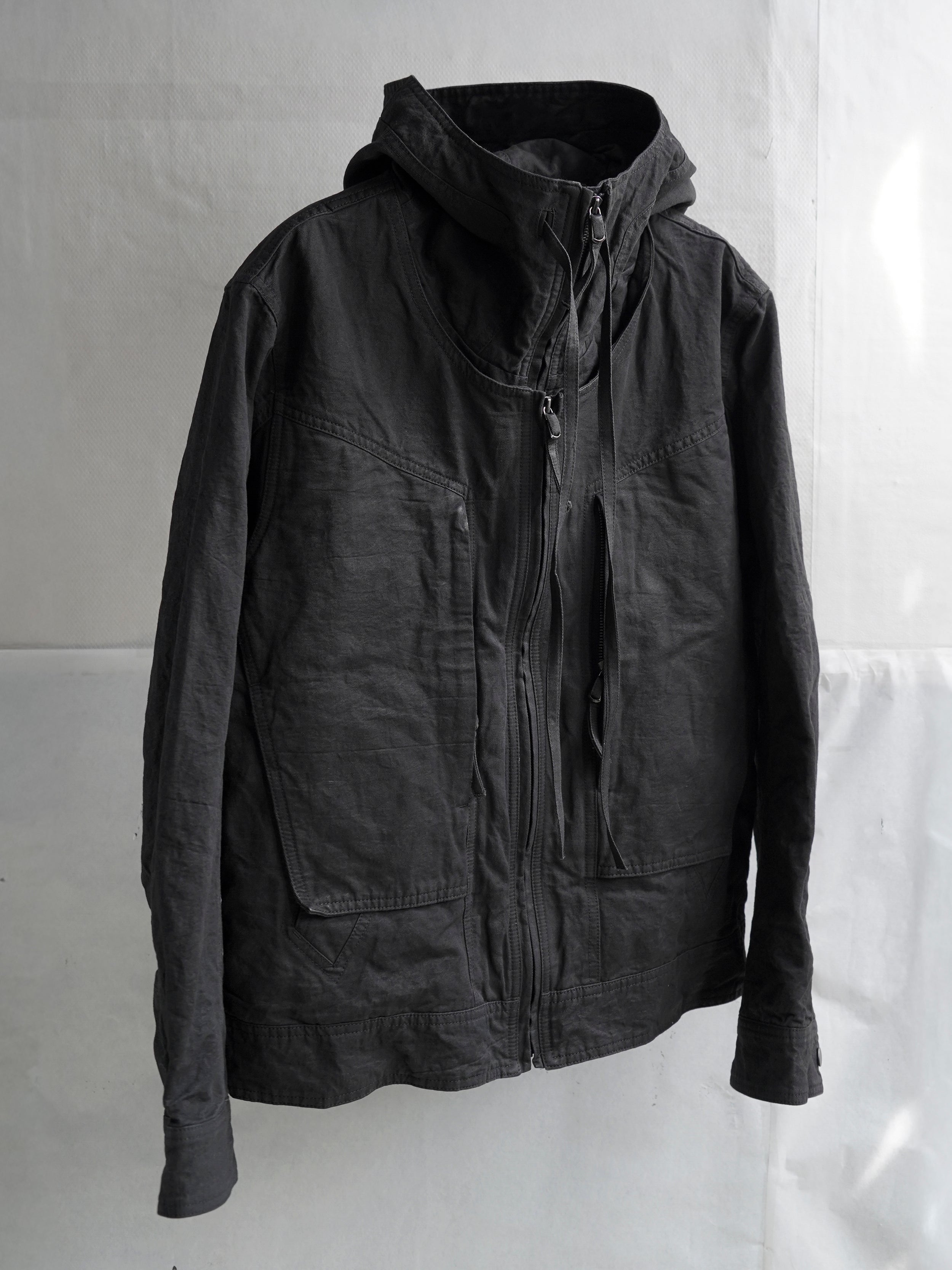 double front hood parka / ink