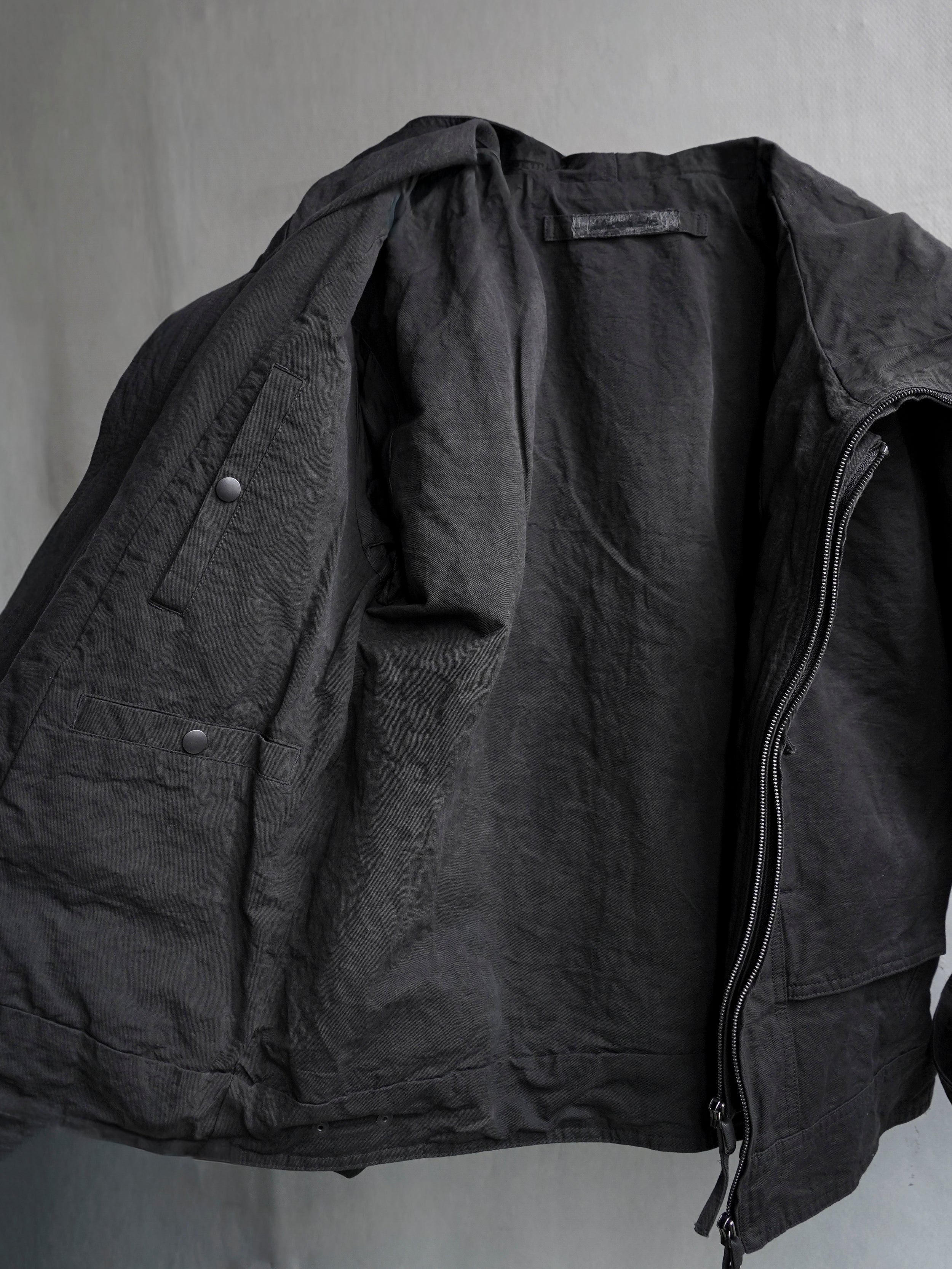 double front hood parka / ink