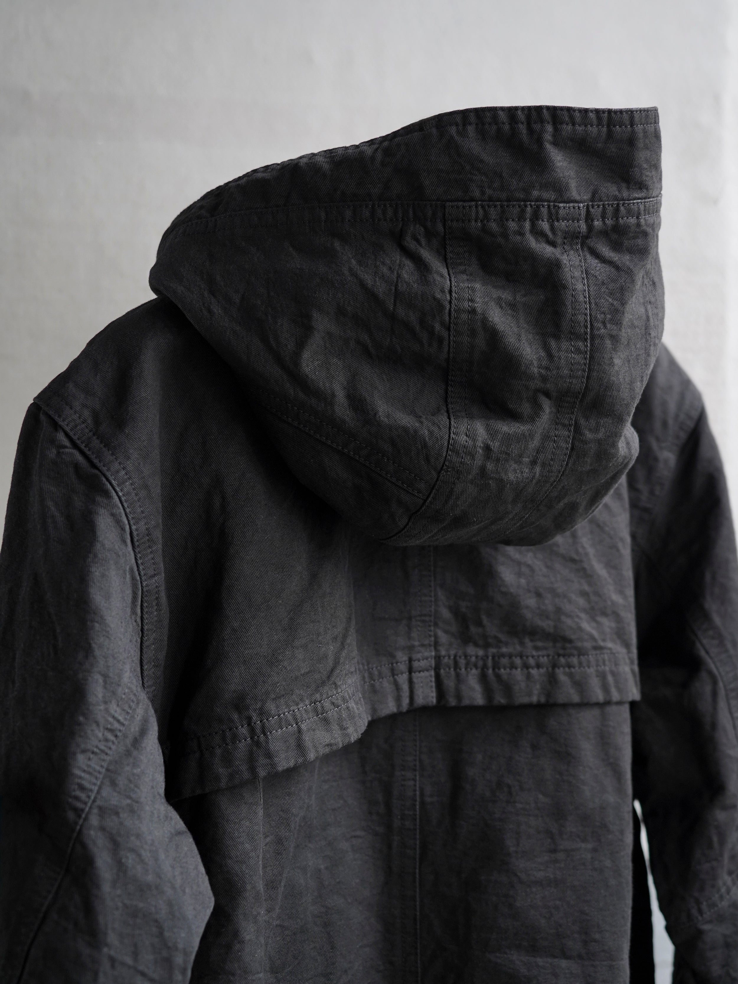 double front hood parka / ink