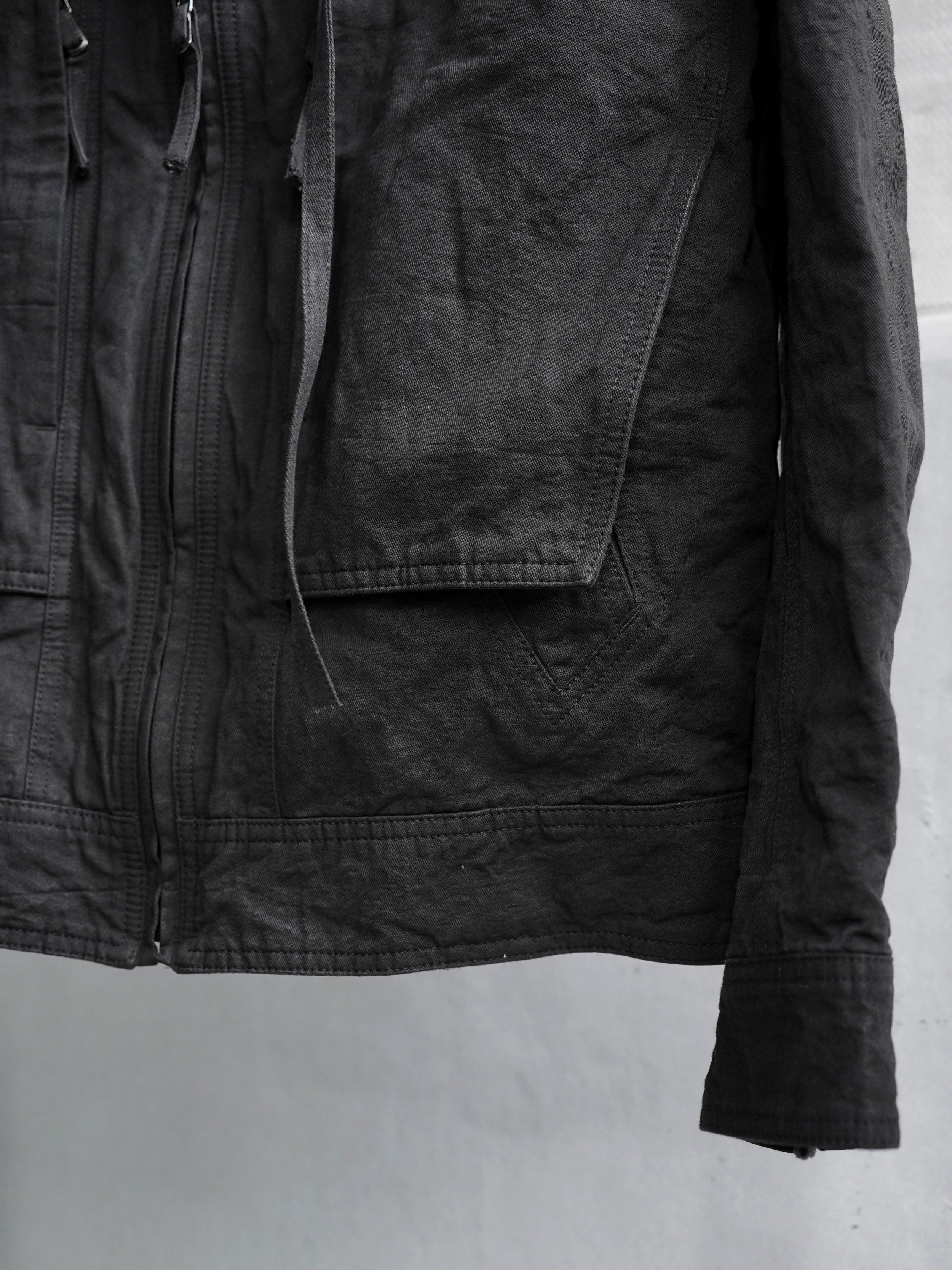 double front hood parka / ink