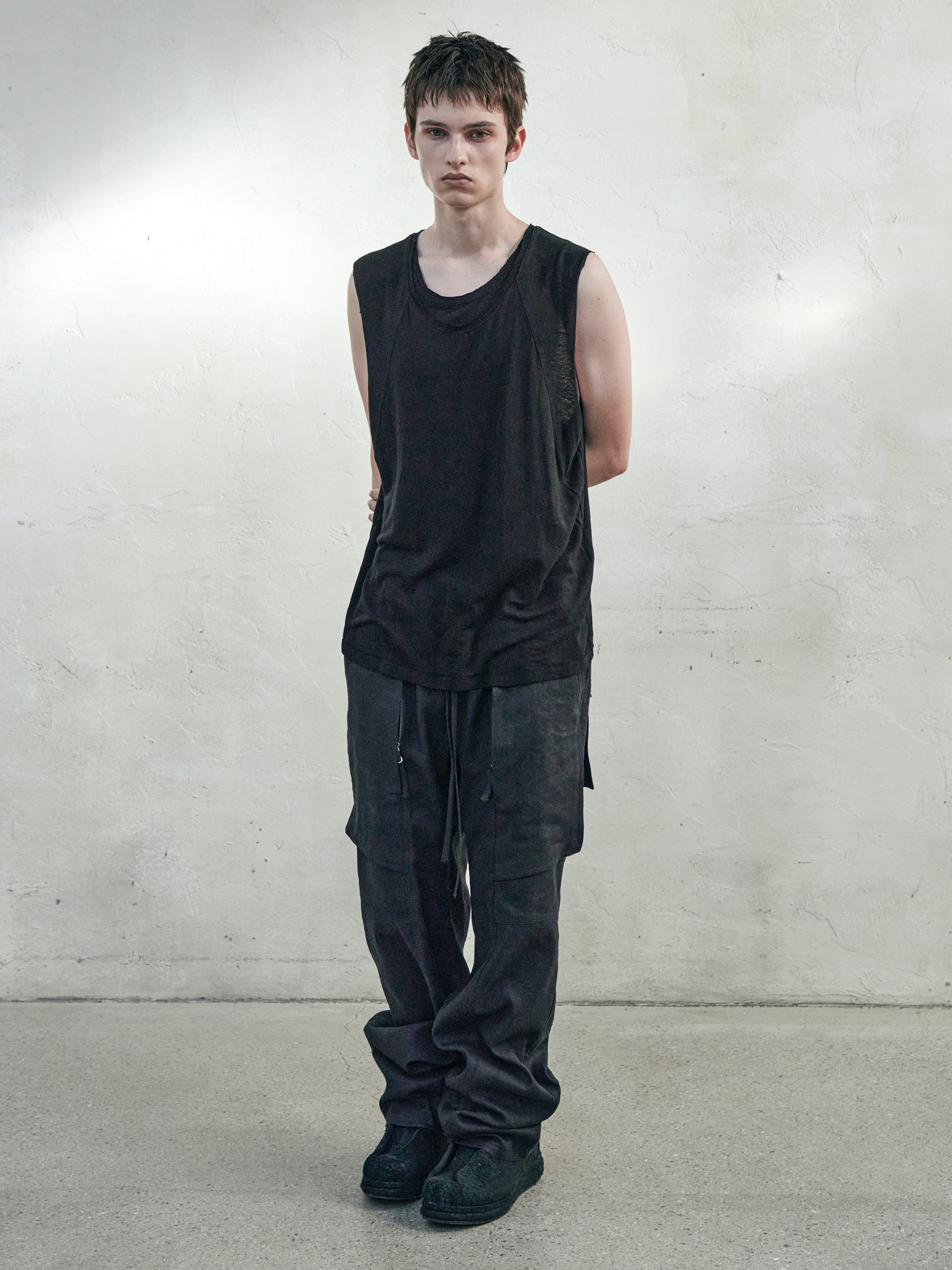 fatigue drawstring pants / double black