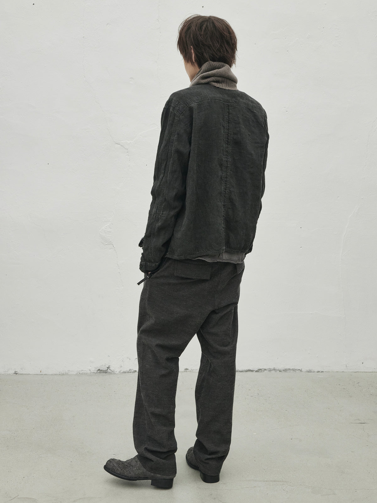 zipper trousers / slub grey