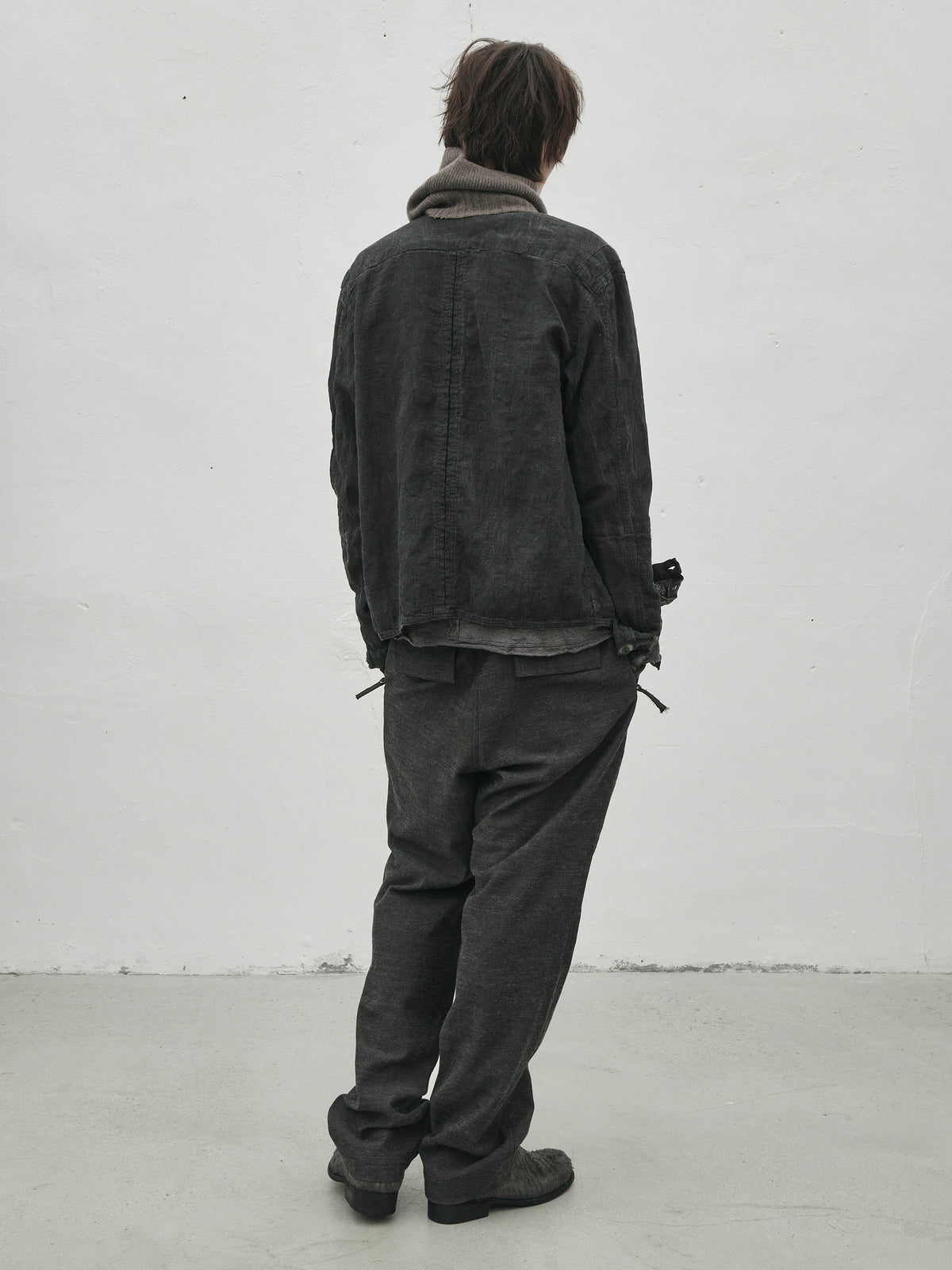 zipper trousers / slub grey