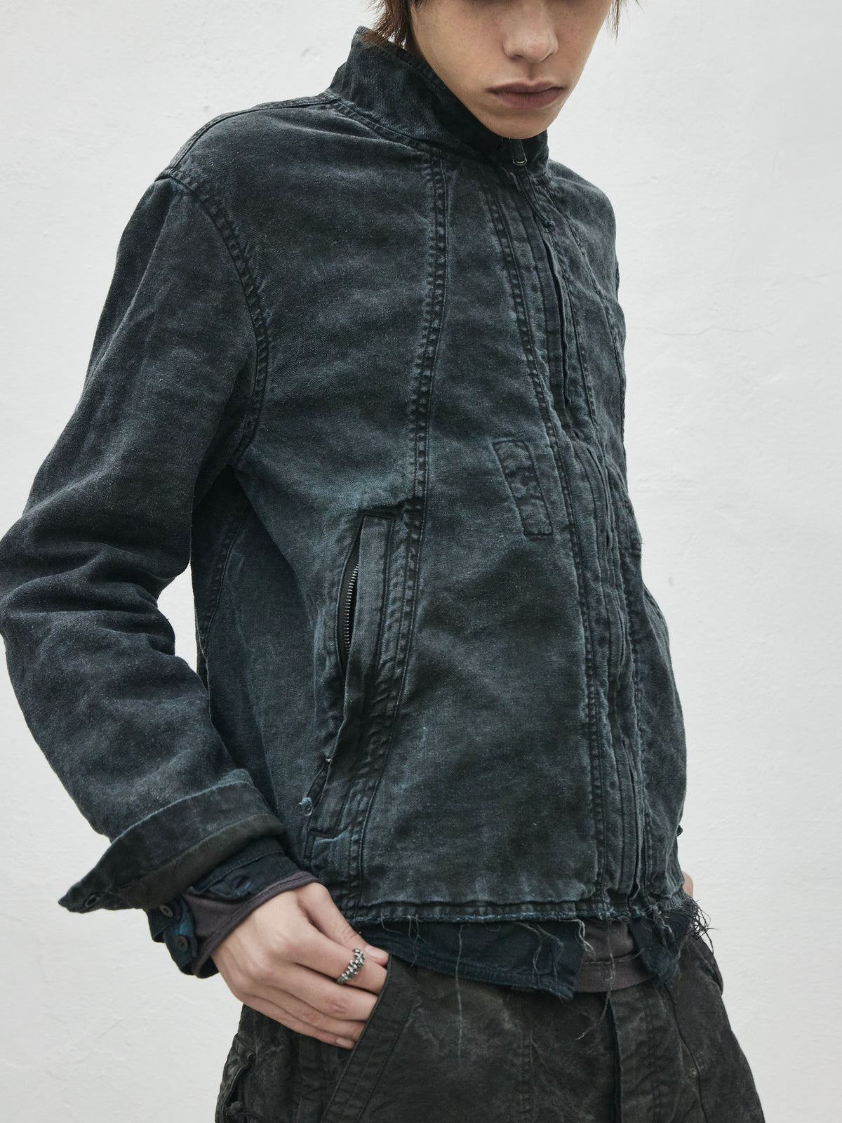 zip up jacket / indigo ink (silk nep)
