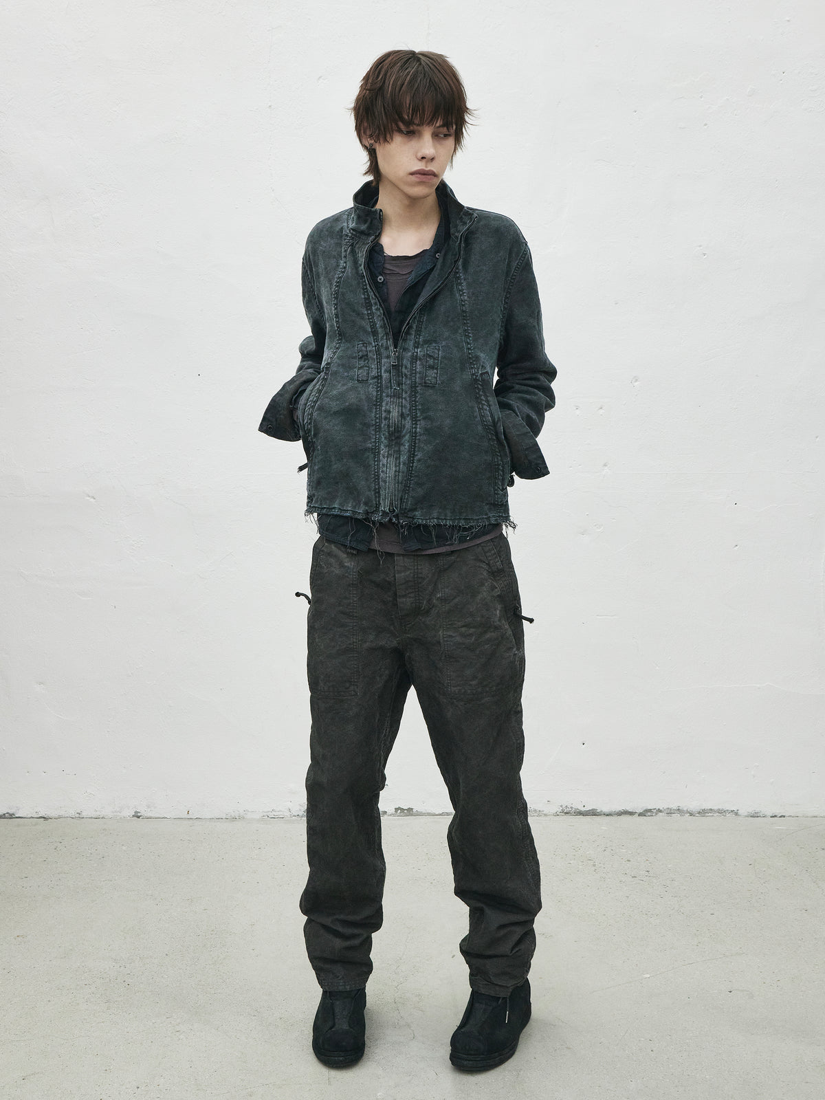 zip up jacket / indigo ink (silk nep)