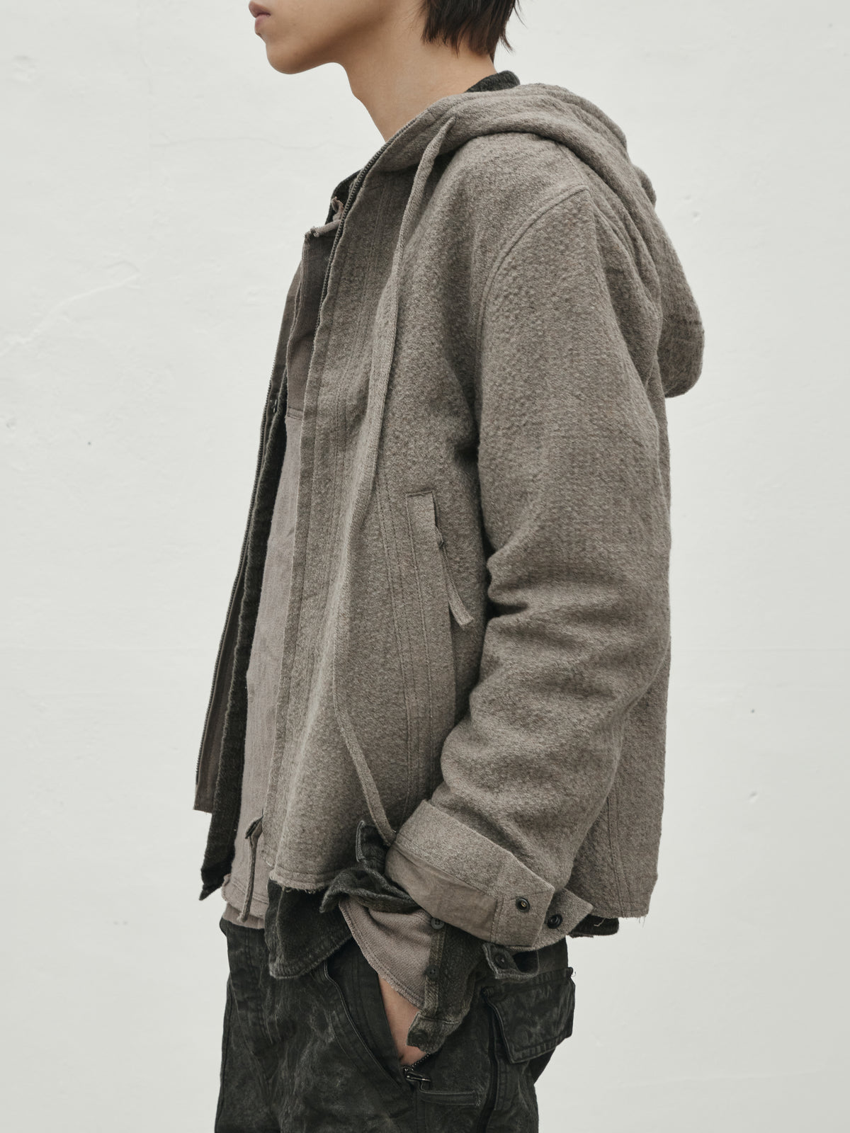 hooded jacket / taupe (wool)