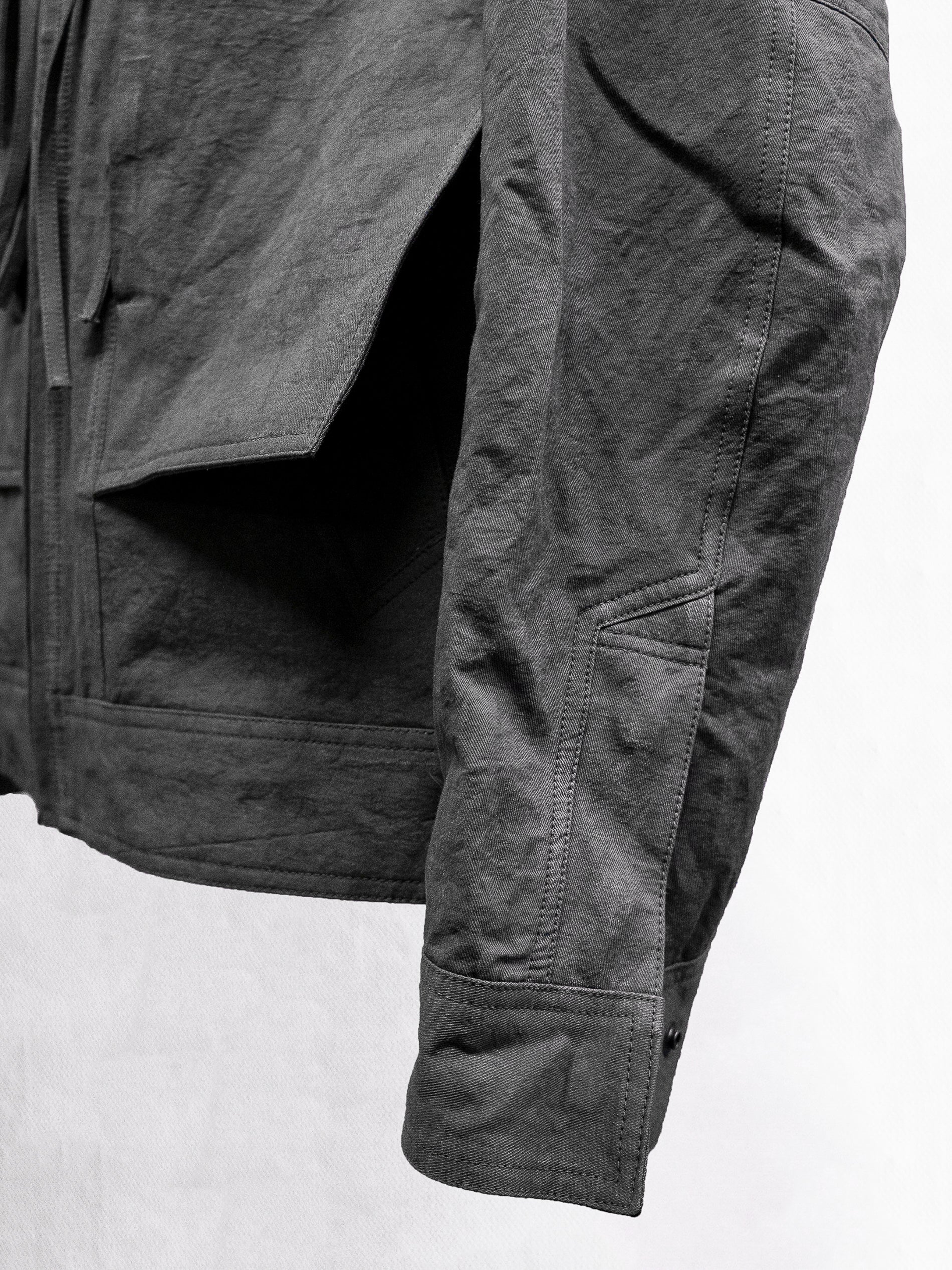double front hood parka / slab khaki