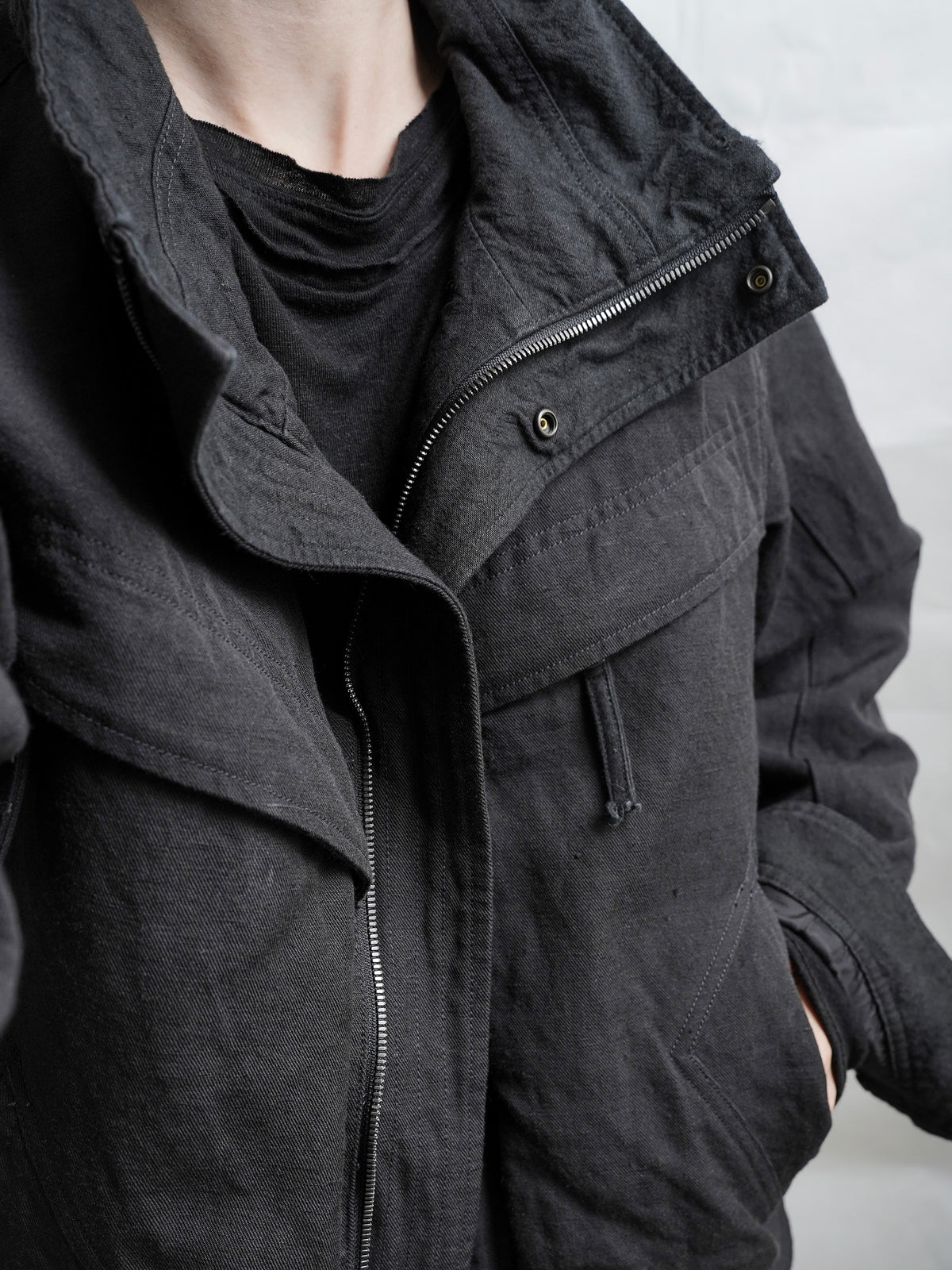 highneck jacket / black (gabardine)