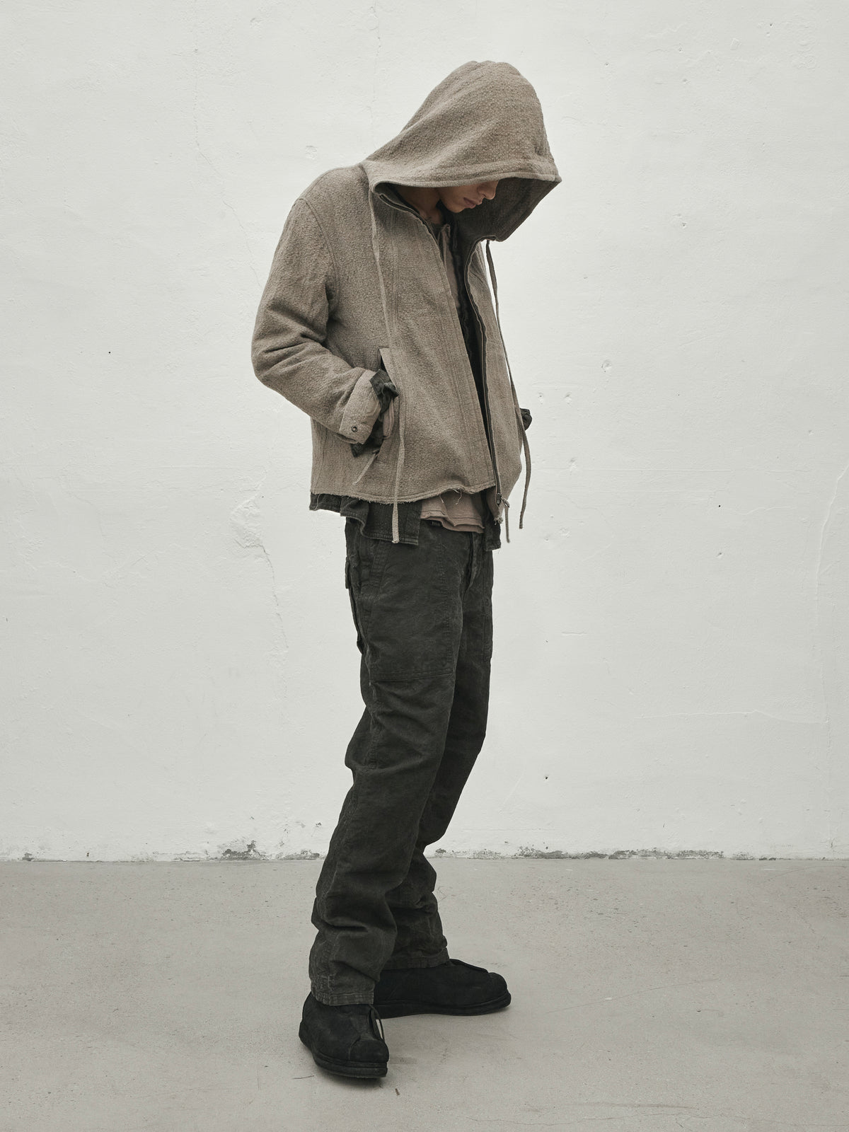 hooded jacket / taupe (wool)