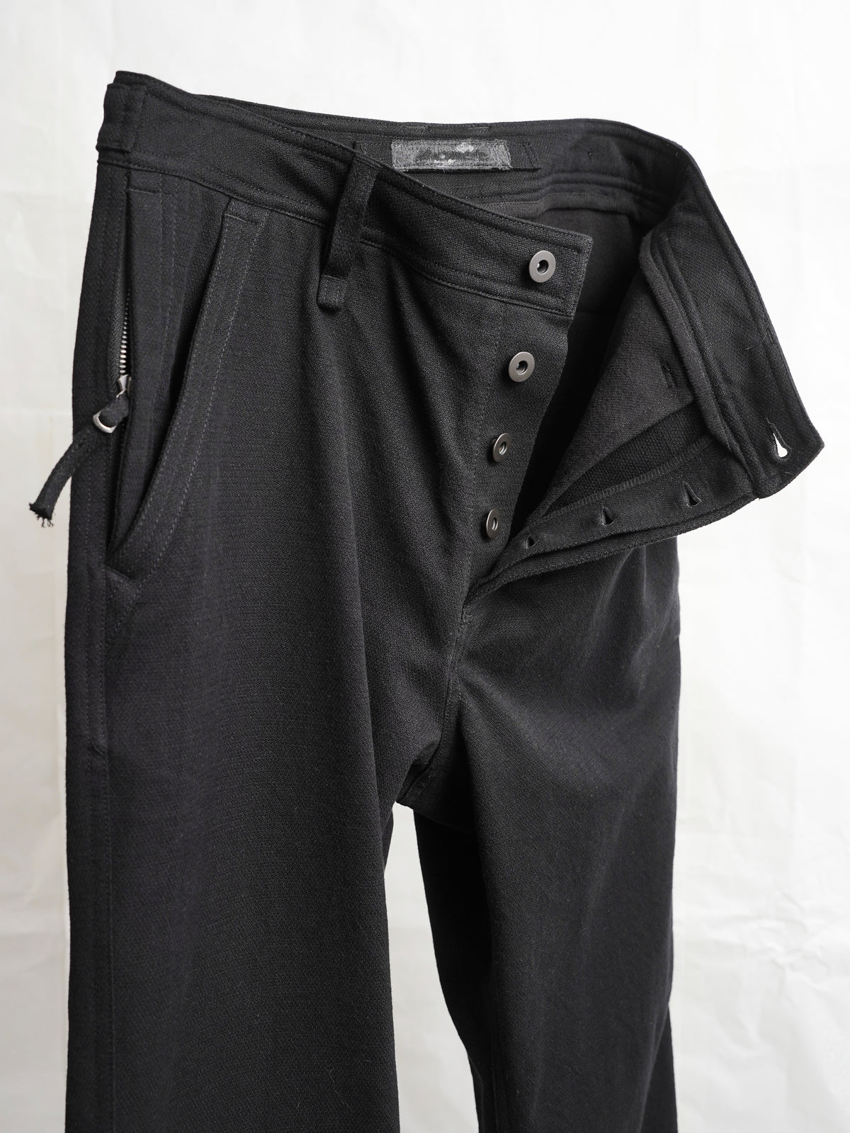zipper trousers / slub black
