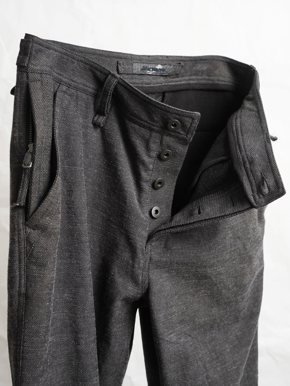 zipper trousers / slub grey