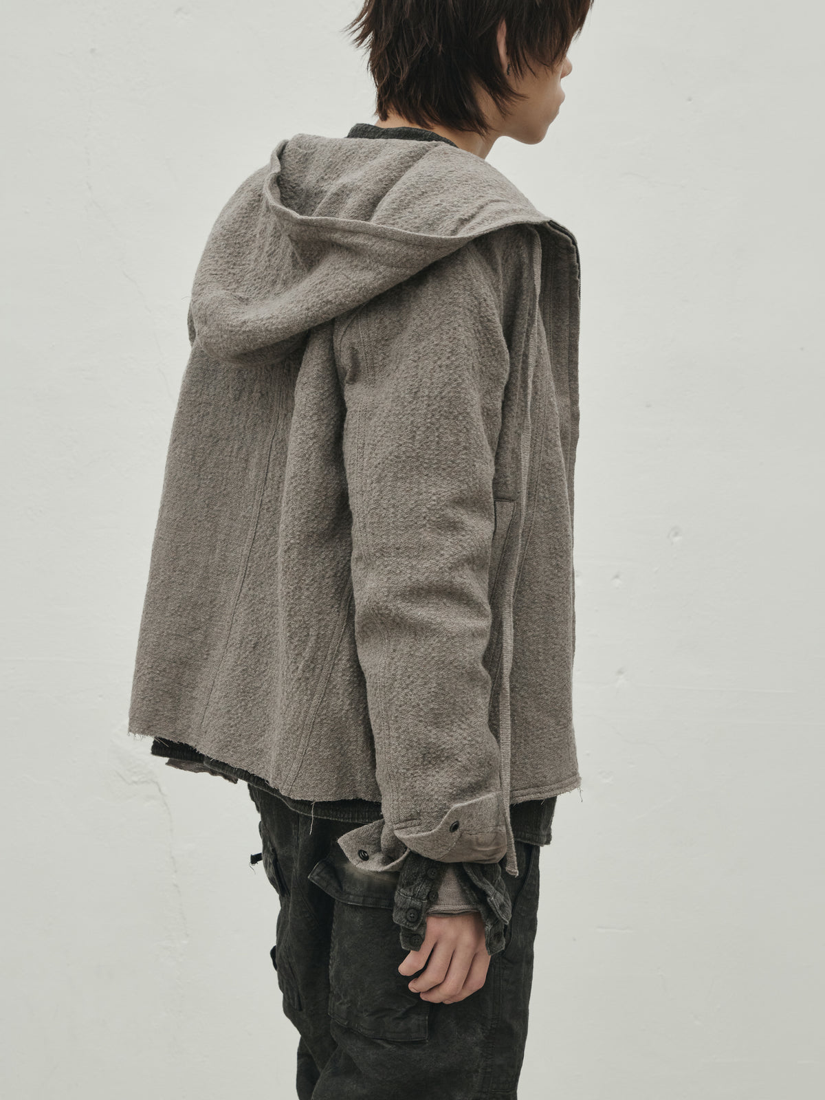 hooded jacket / taupe (wool)