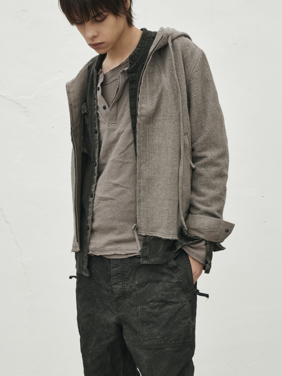 hooded jacket / taupe (wool)