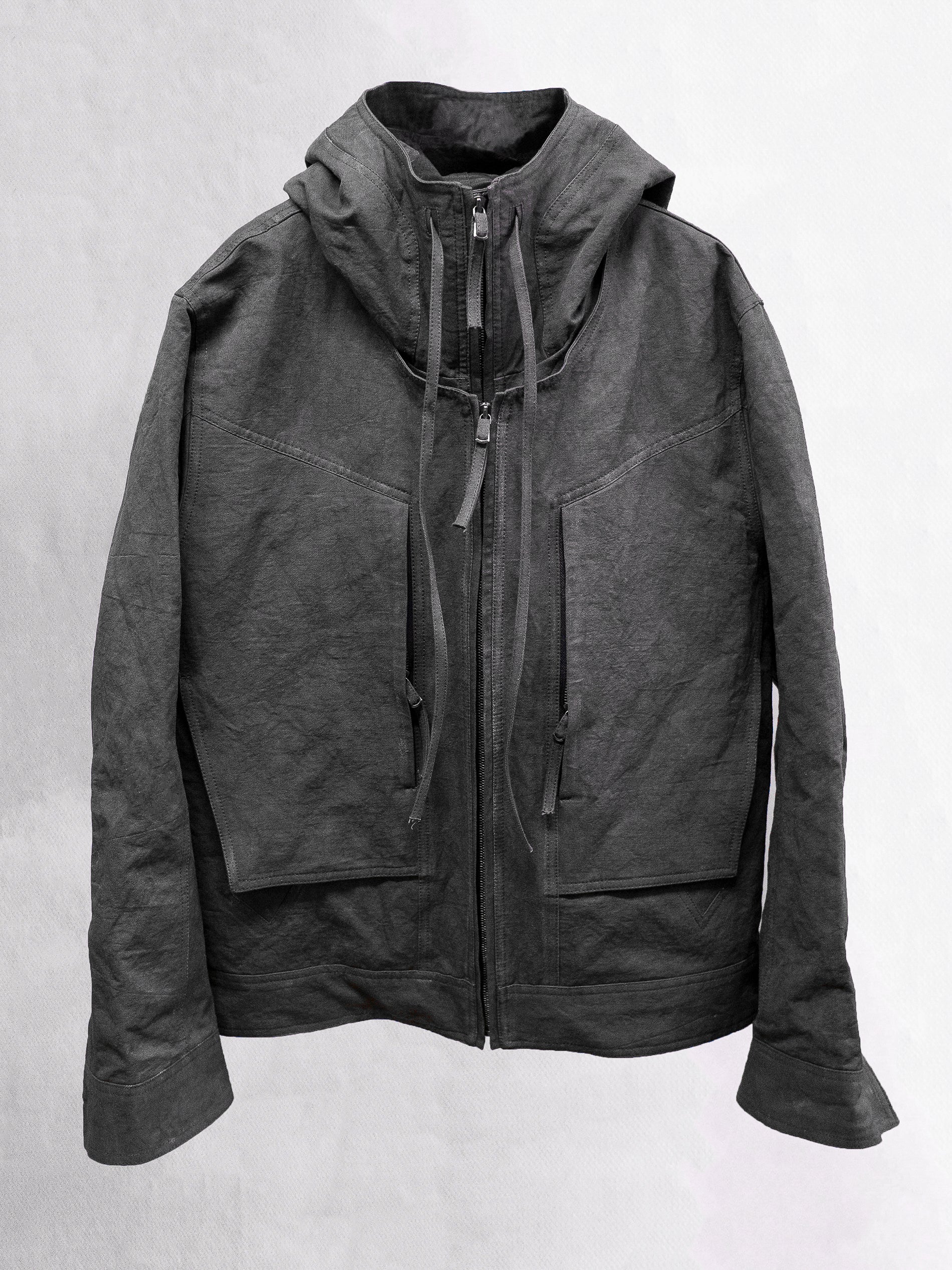 double front hood parka / slab khaki