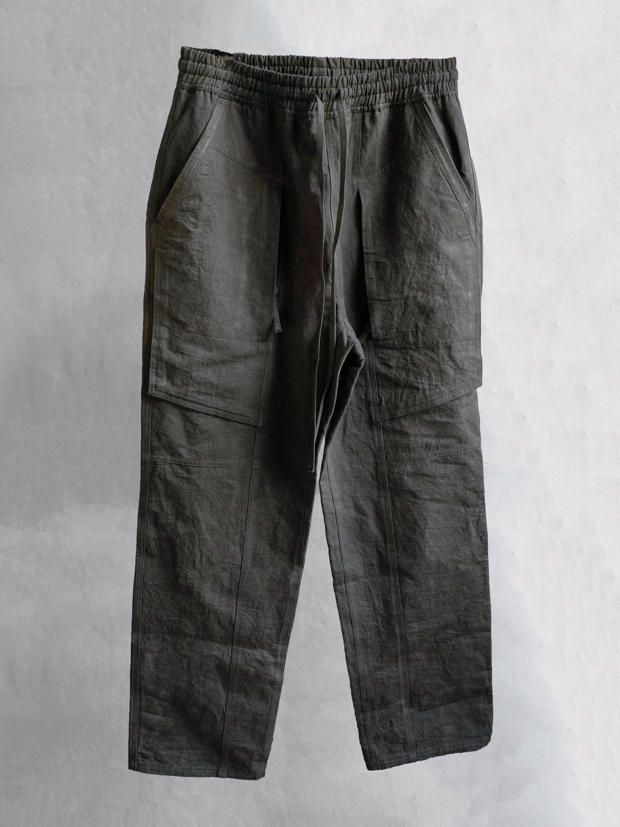 fatigue drawstring pants / slab khaki