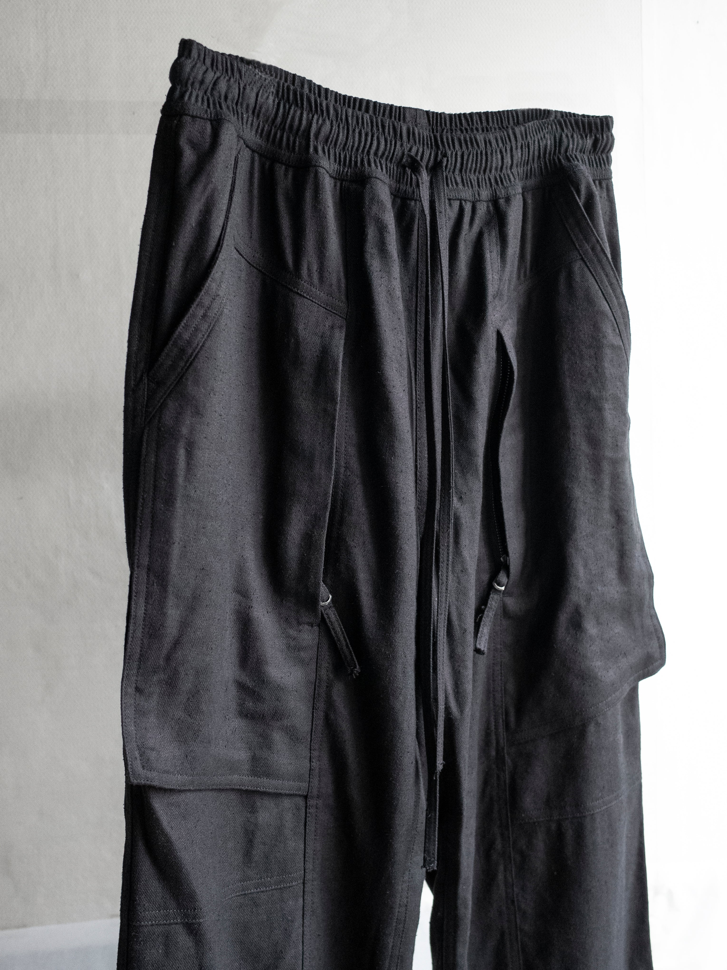 fatigue drawstring pants / double black