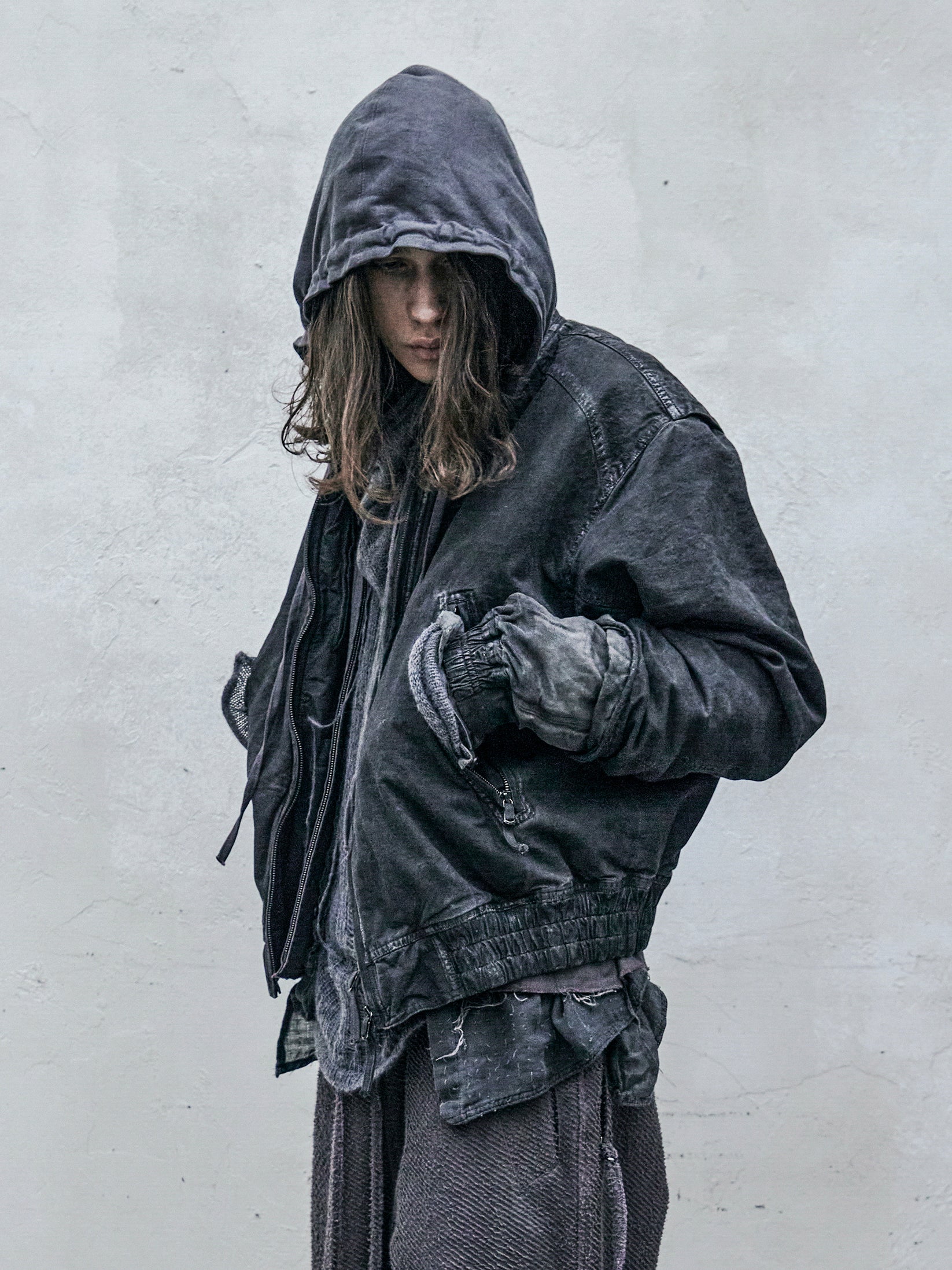 double sleeve bomber / slab grey