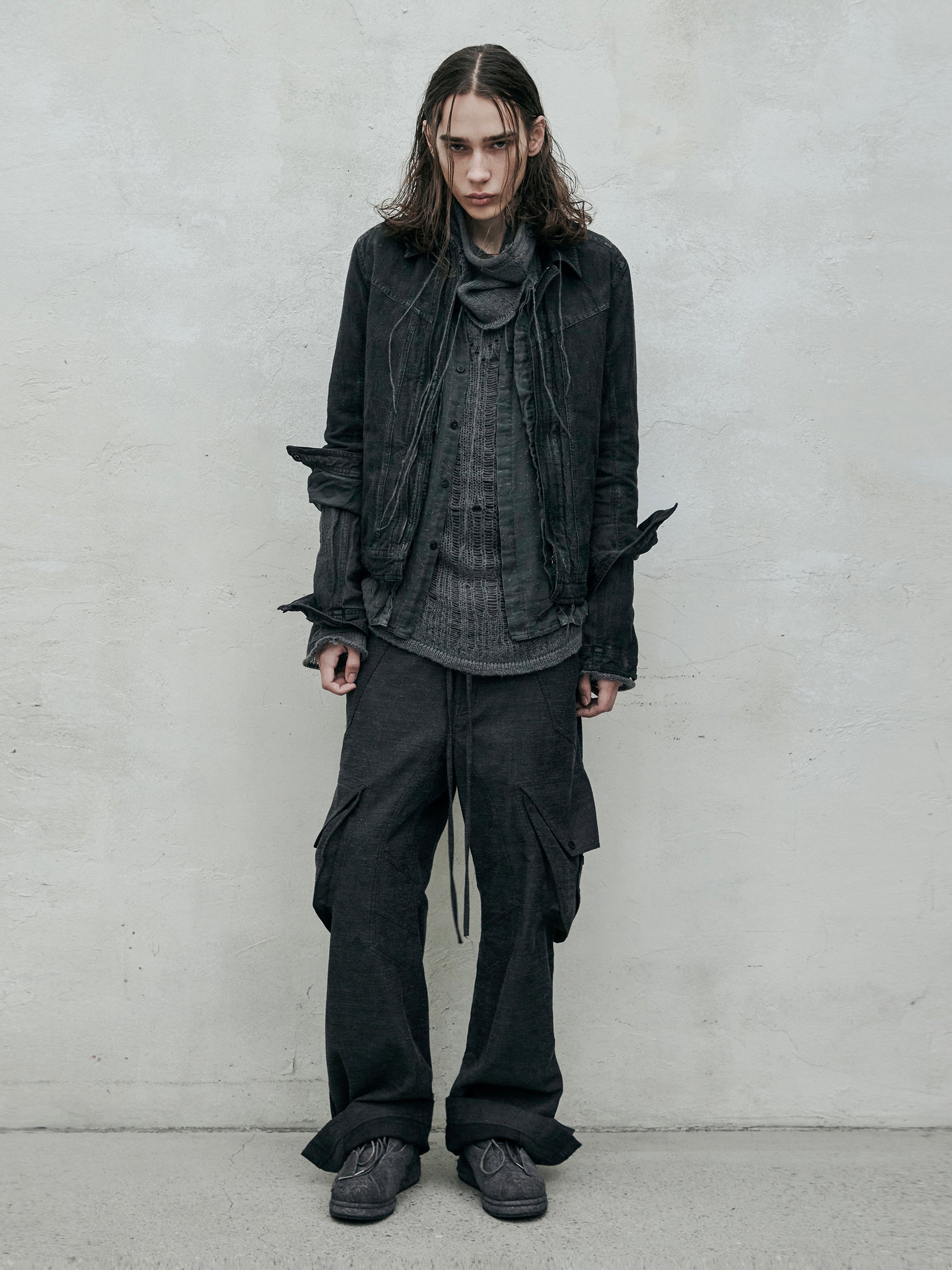 double sleeve blouson / slab grey