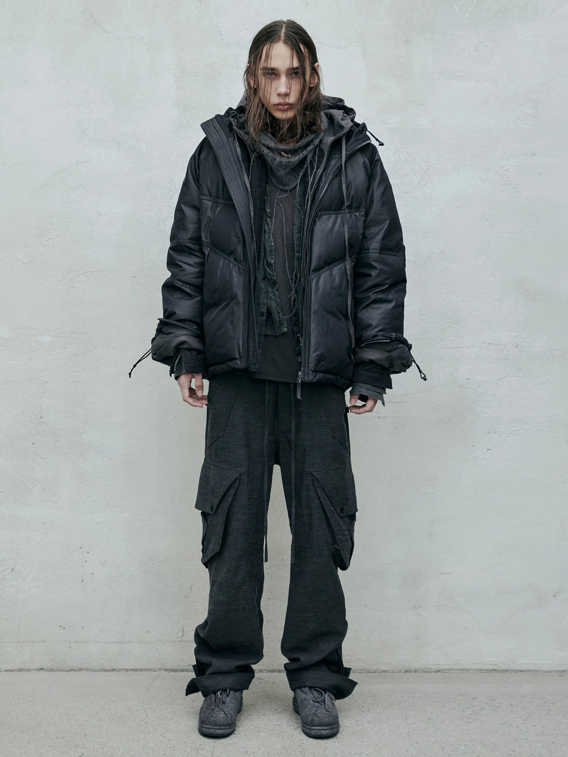 goose down jacket / metal grey