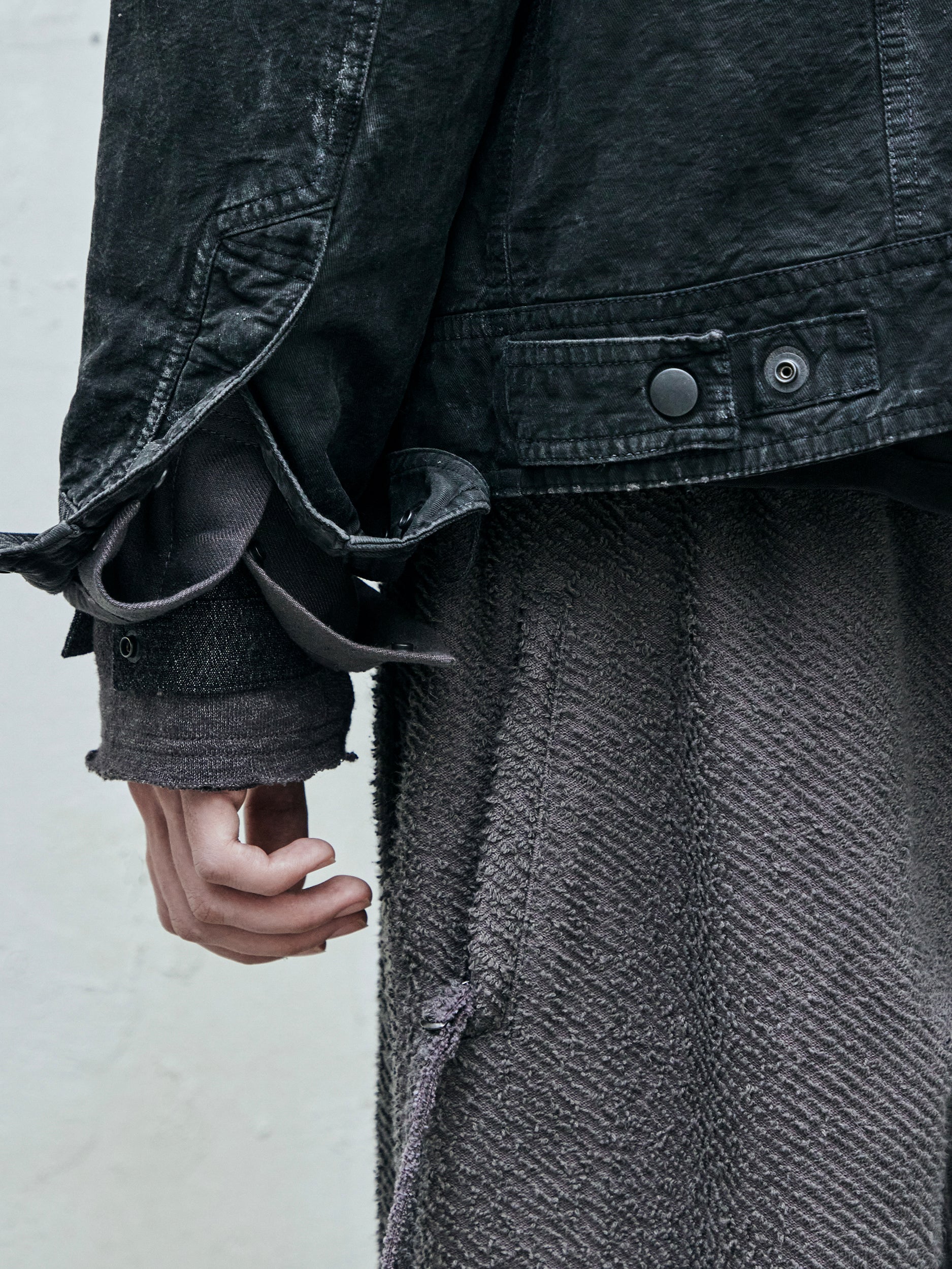 double front hood parka / slab grey