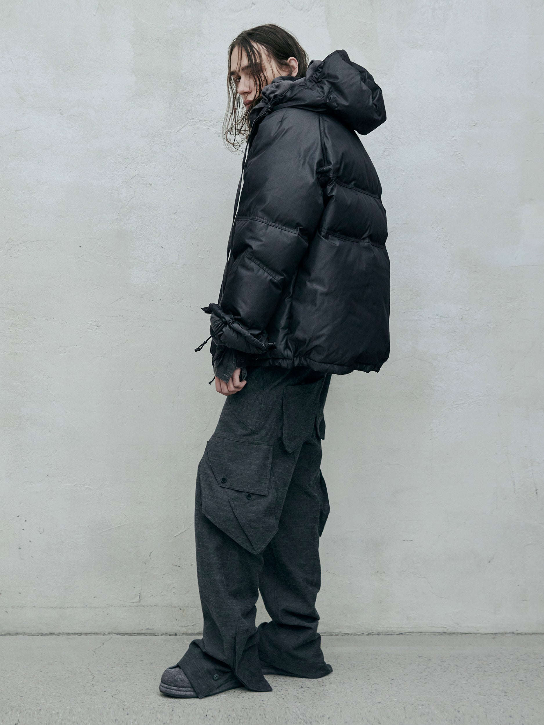 goose down jacket / metal grey