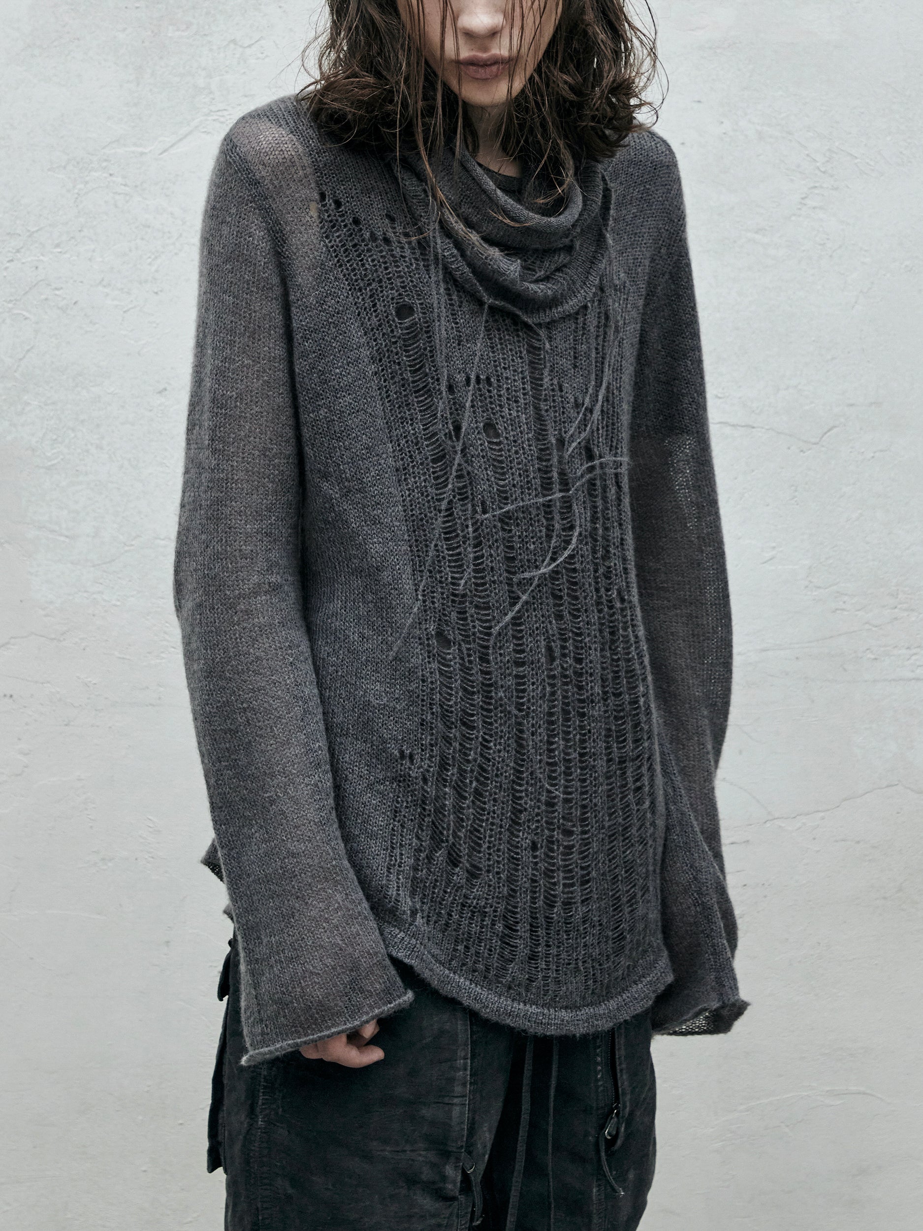distressed mohair knit / grey