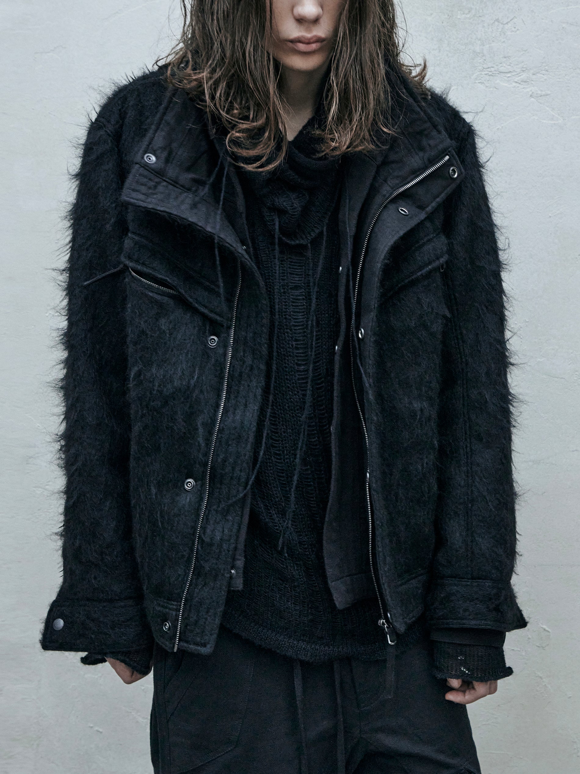 韓国作家MINGLEMINGLE バニーバインダーカバー（black） mohair jacket / black – blackmerle