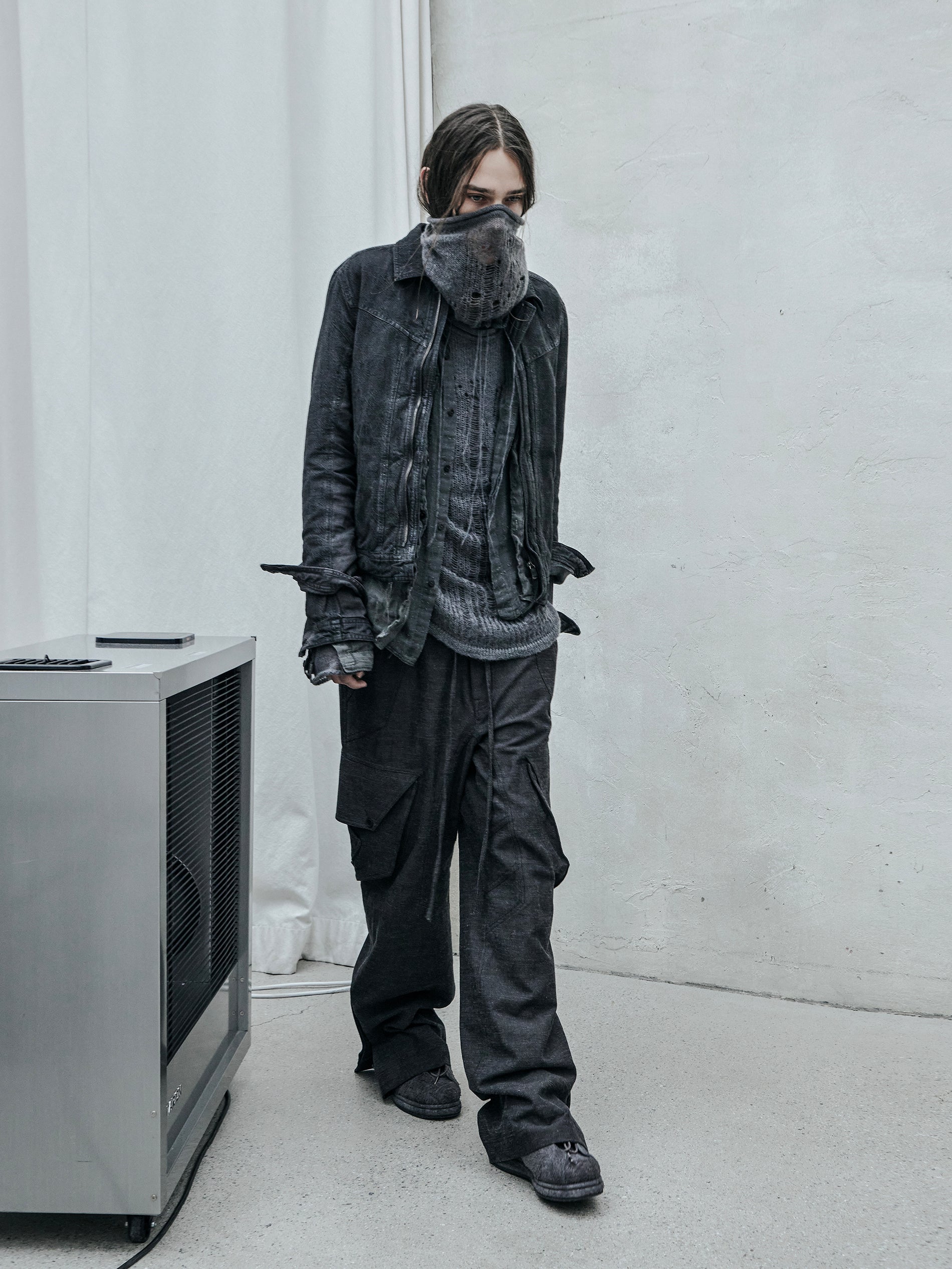 double sleeve blouson / slab grey