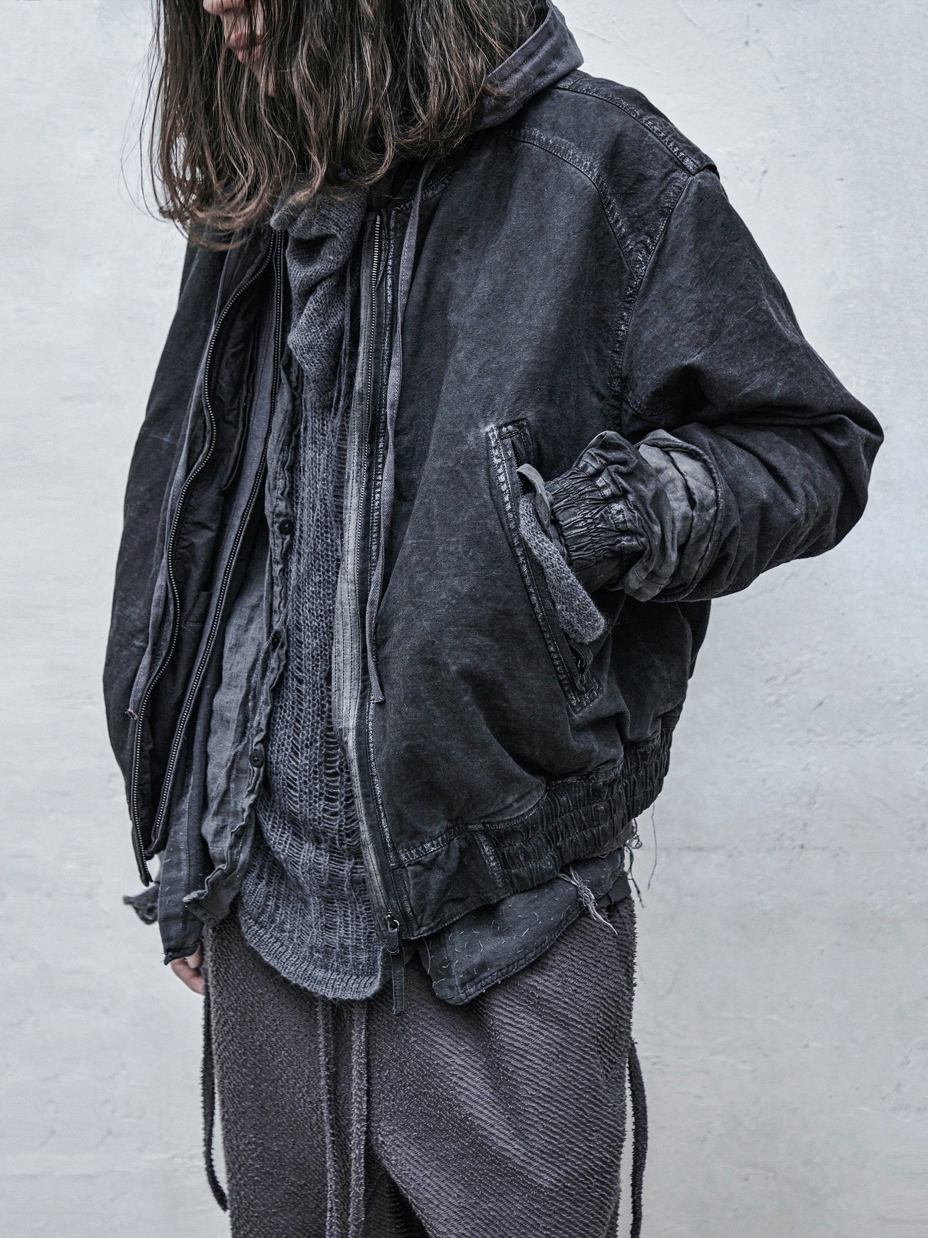 double sleeve bomber / slab grey