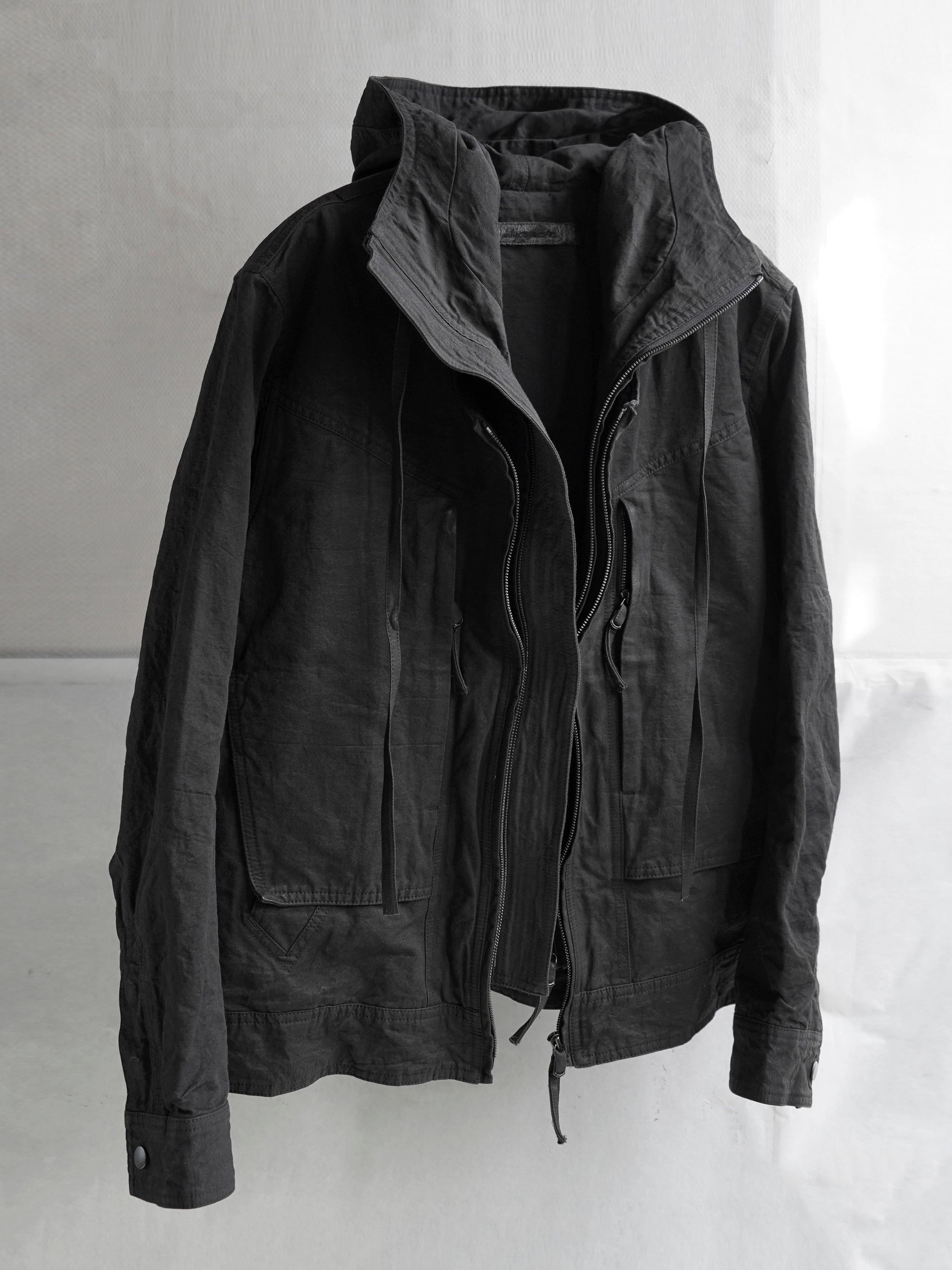 double front hood parka / ink