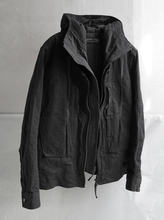 double front hood parka / ink