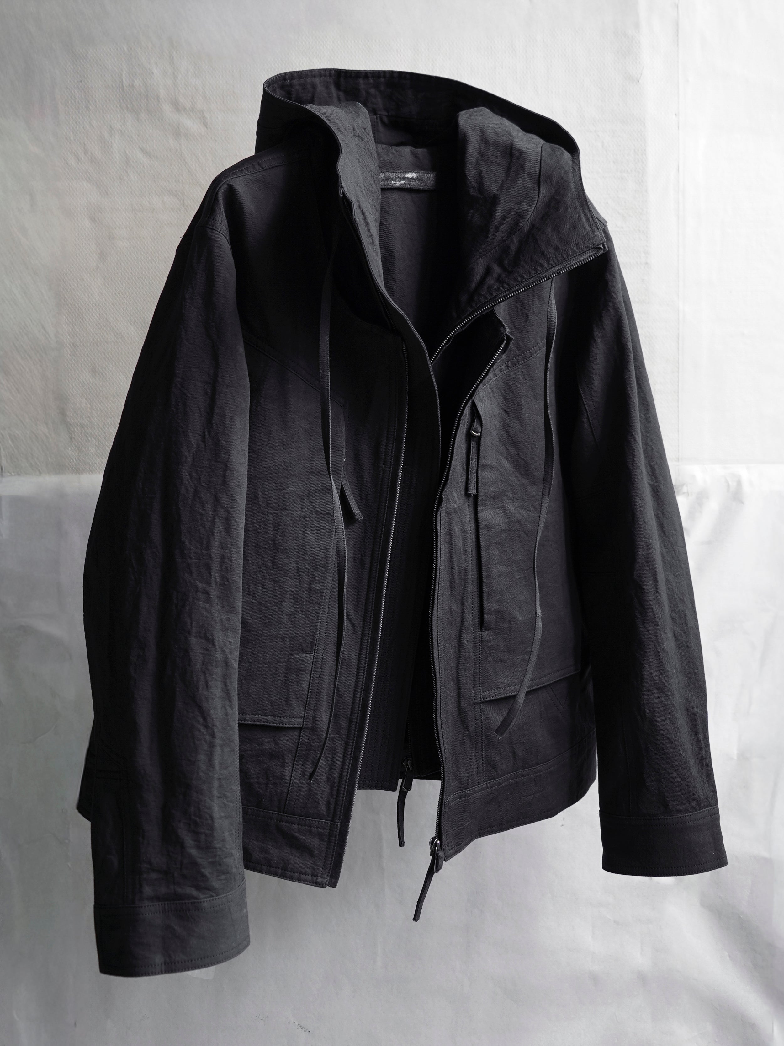 double front hood parka / black