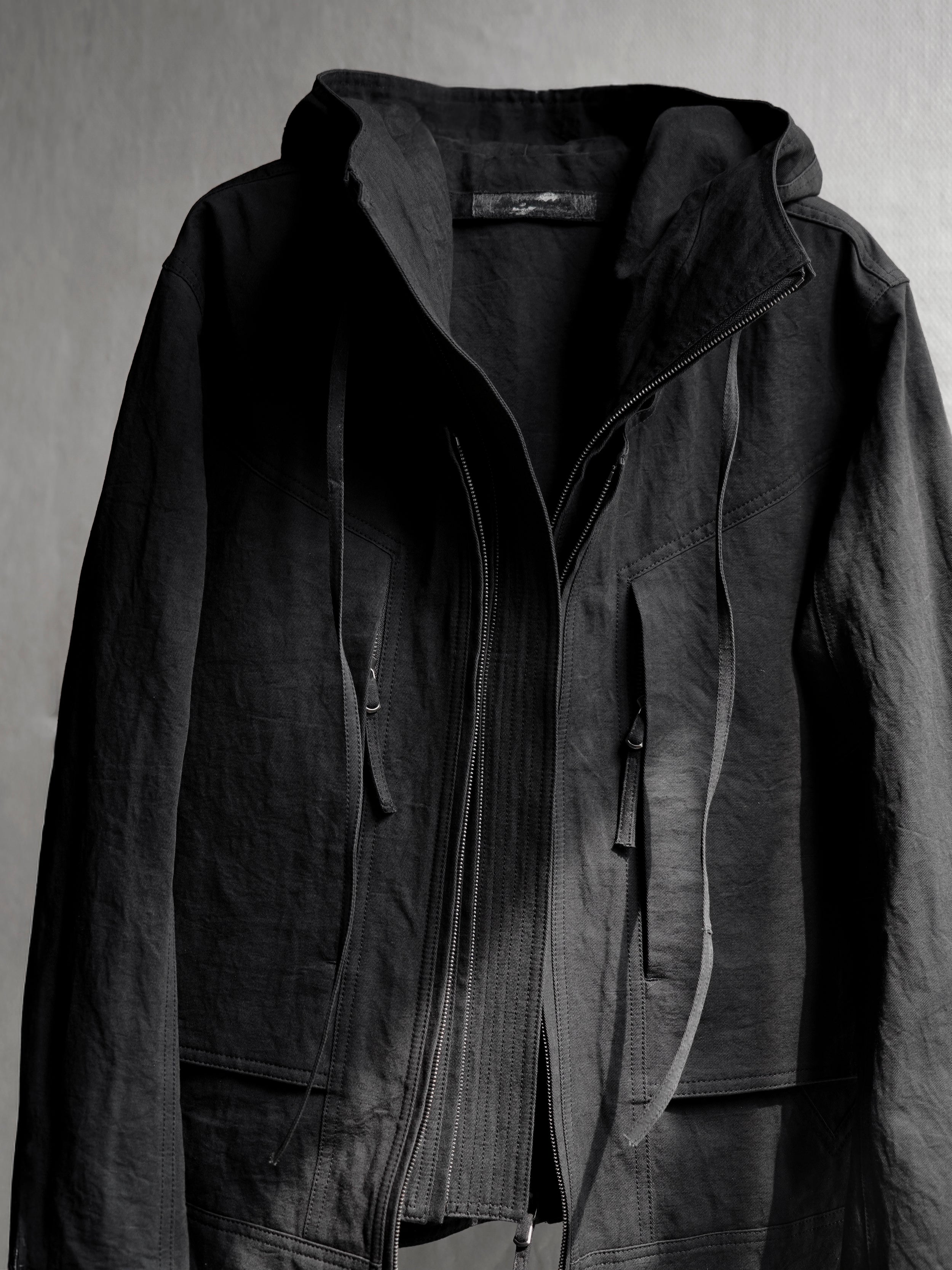 double front hood parka / black