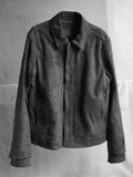 double sleeve leather blouson / grey