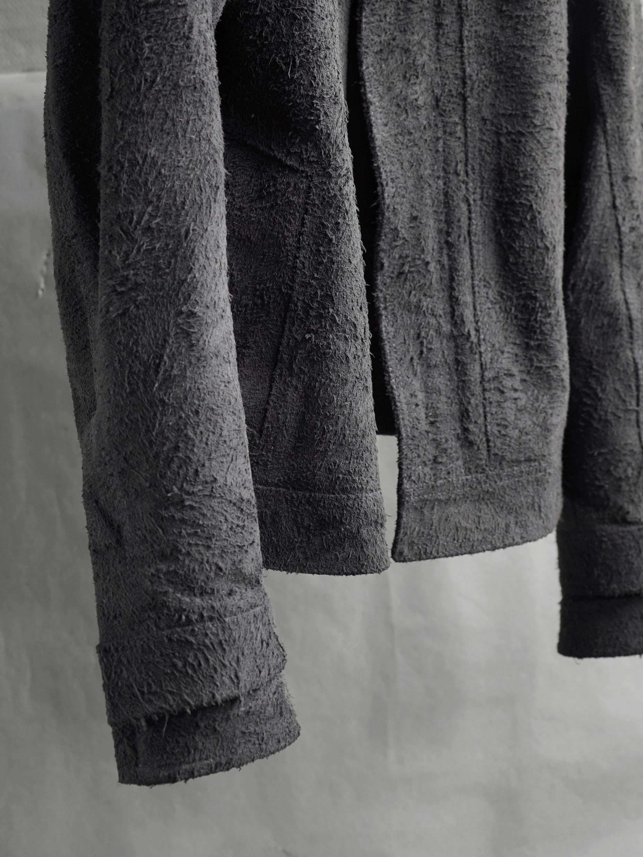 double sleeve leather blouson / grey