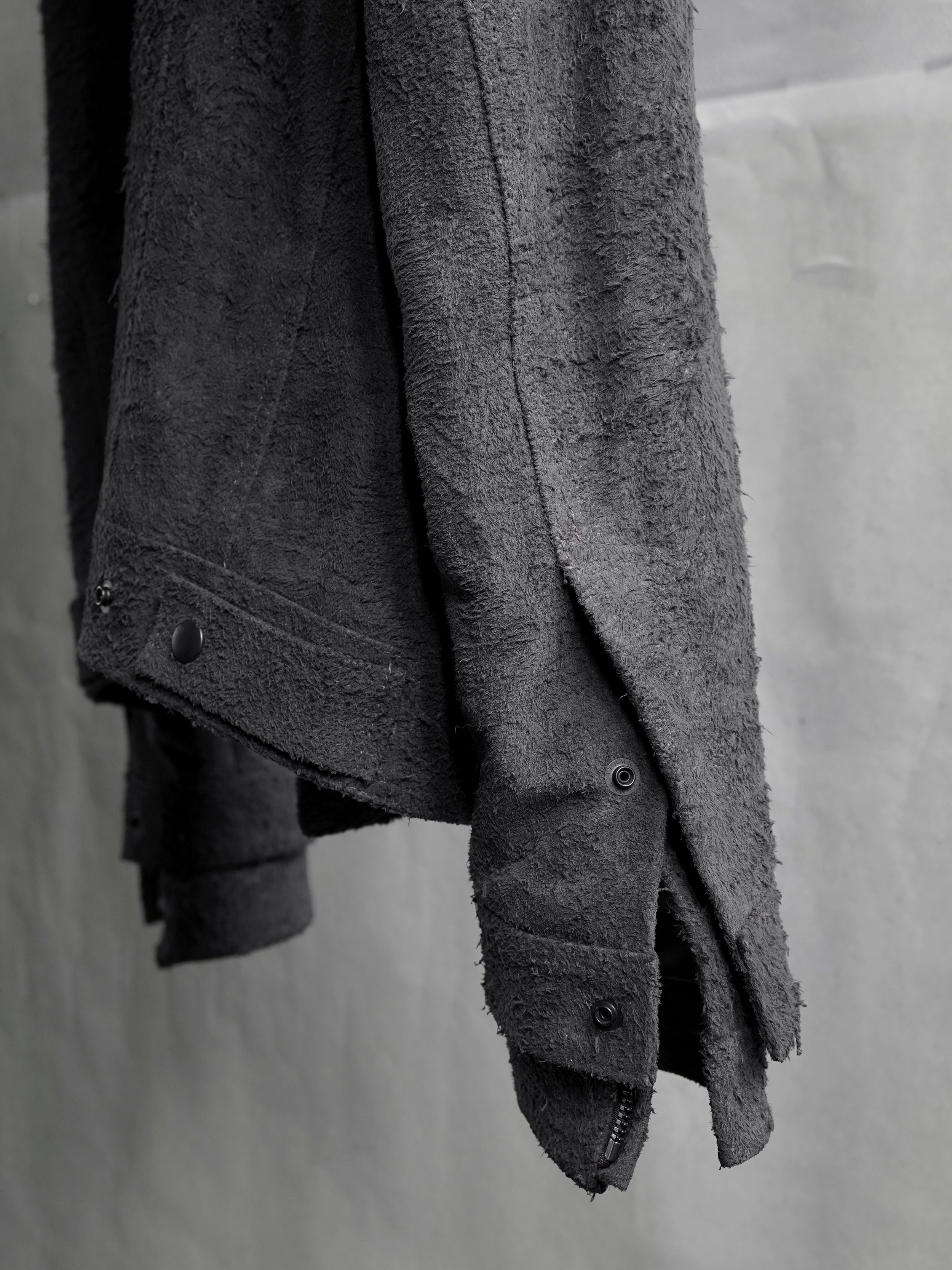 double sleeve leather blouson / grey