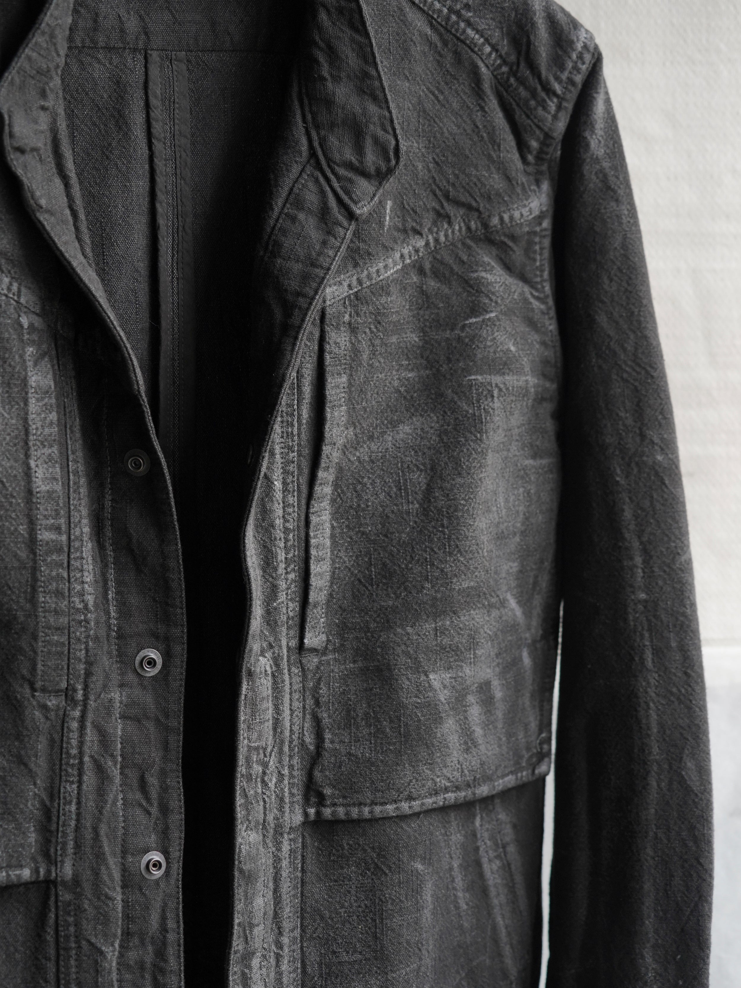 collarless jacket / slab grey