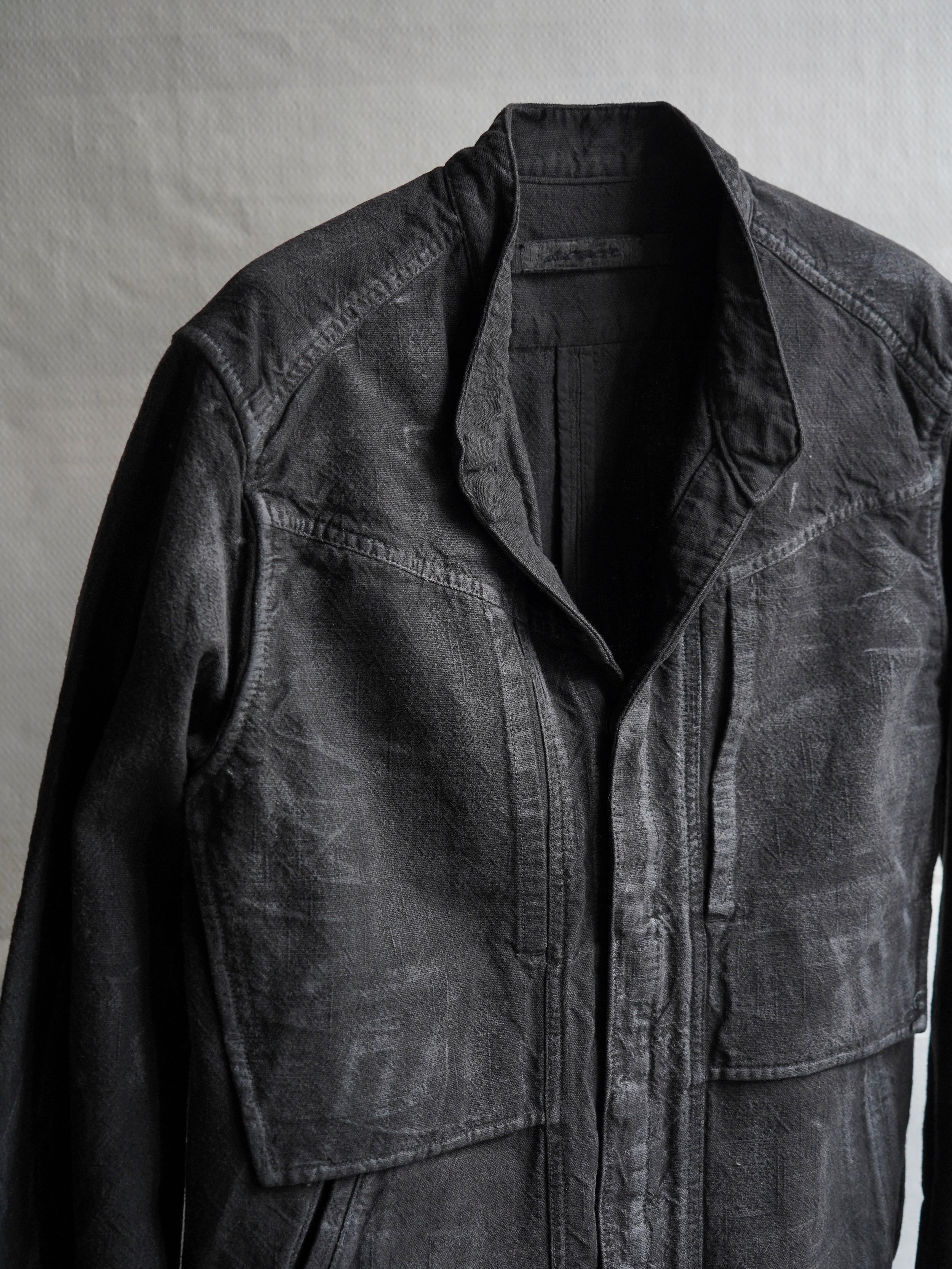 collarless jacket / slab grey