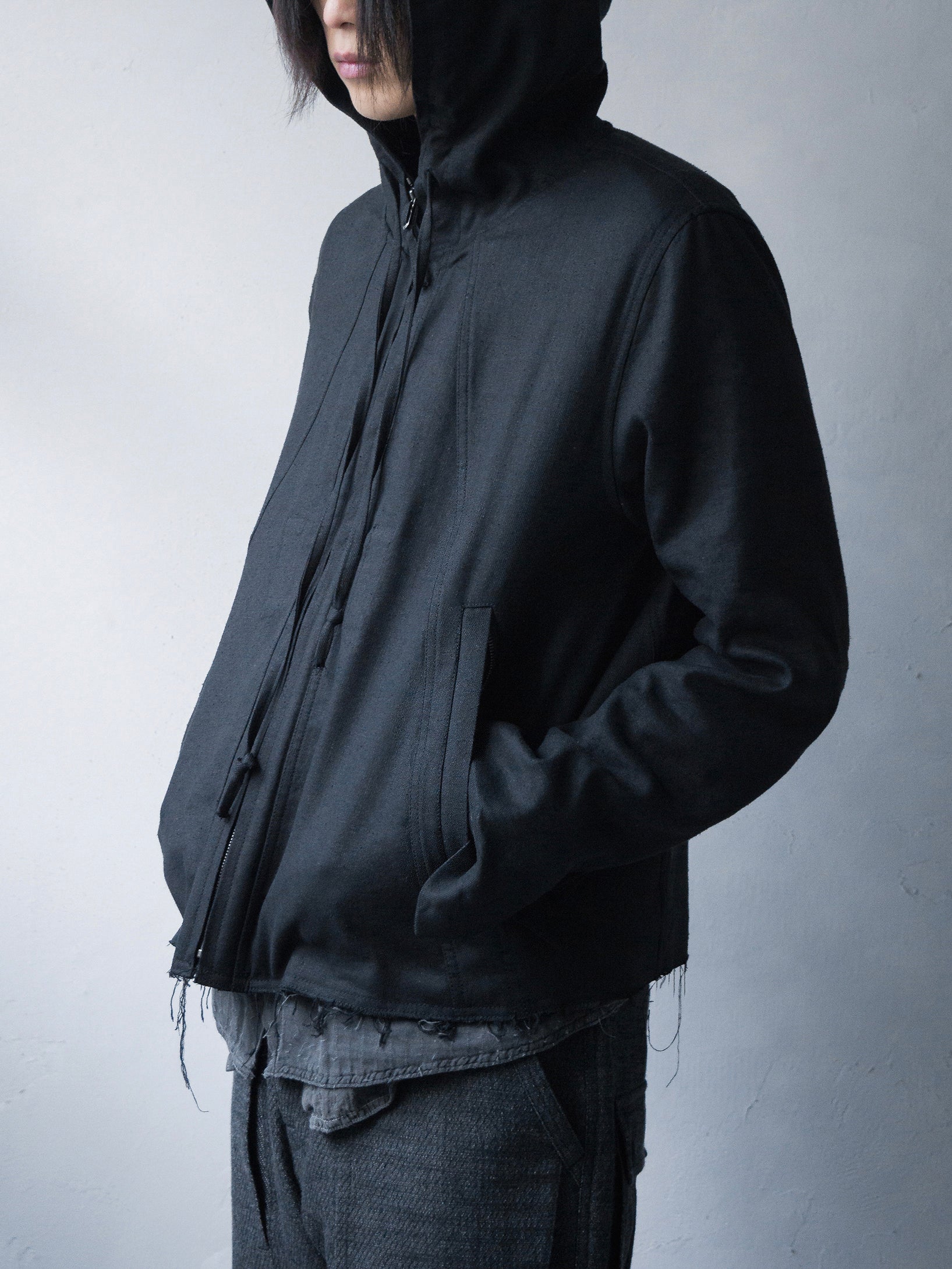 hooded jacket / double black