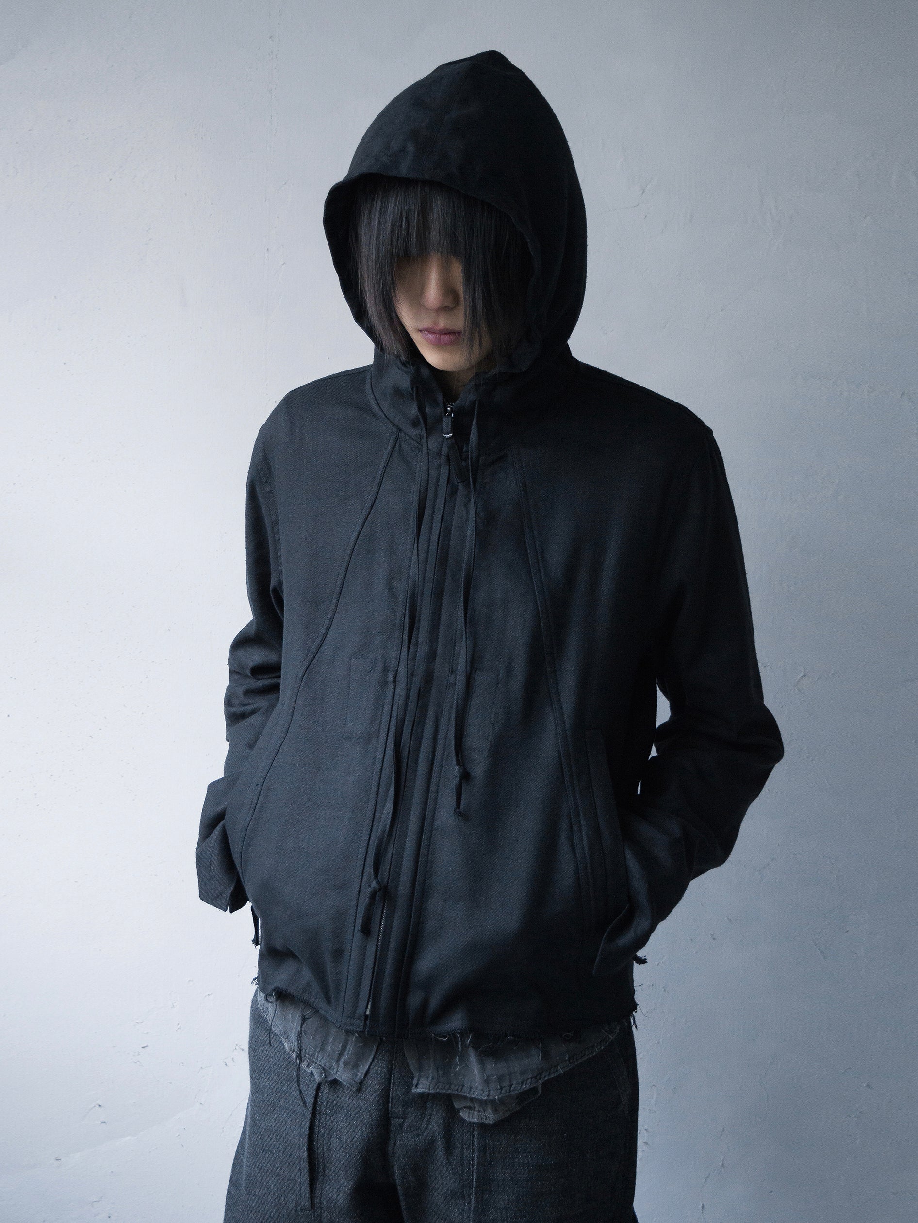 hooded jacket / double black