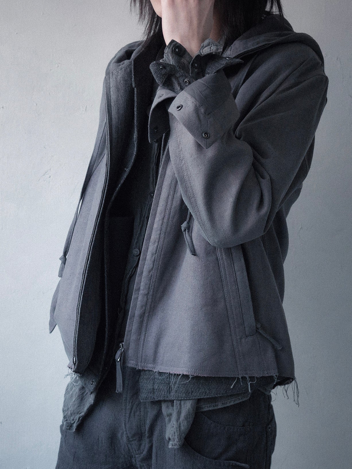 hooded jacket / rat grey