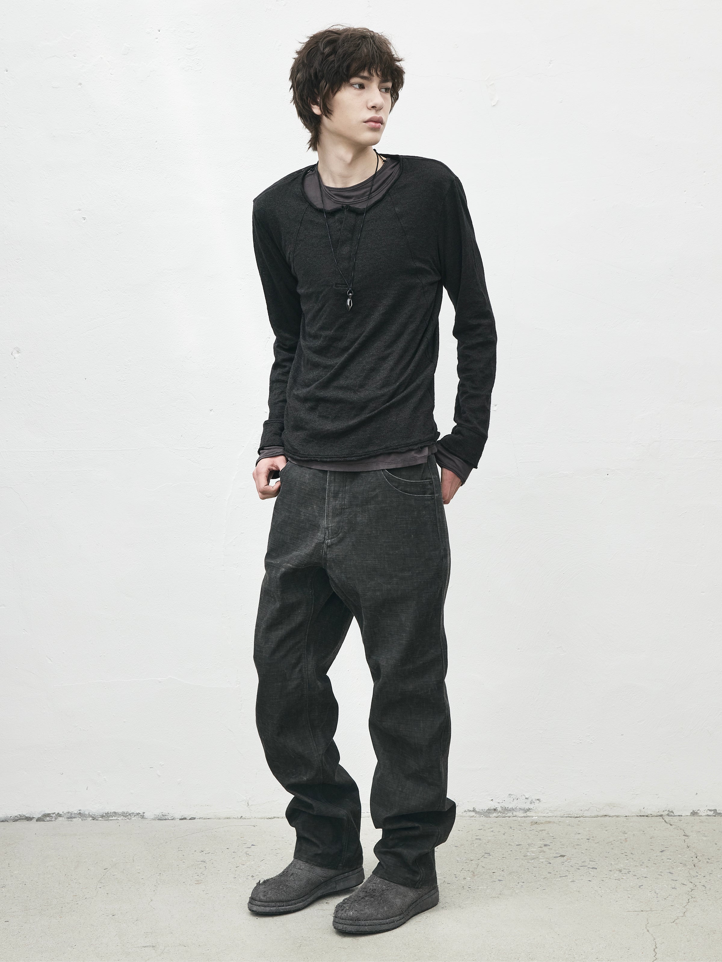 henley longsleeve / black (cobweb)