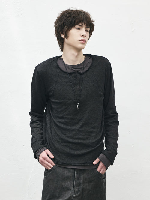 henley longsleeve / black (cobweb)